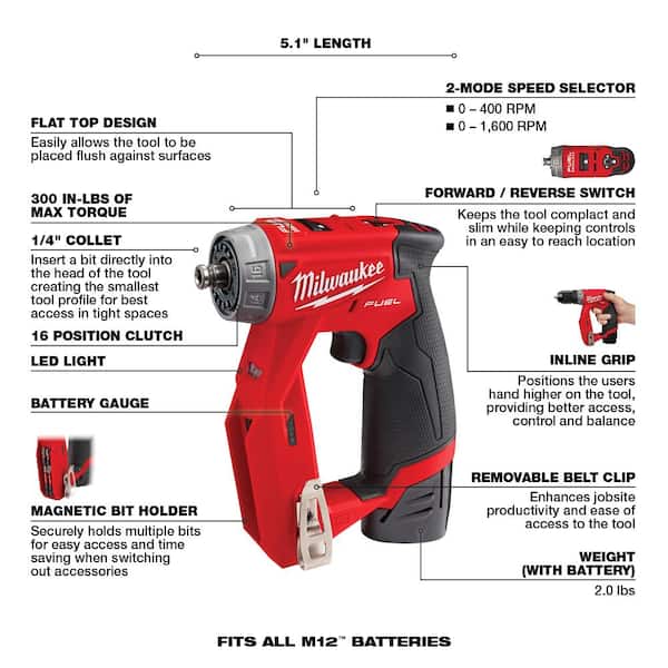 M12 FUEL 12V Lithium-Ion Brushless Cordless 4-in-1 Installation 3/8 in. Drill Driver Kit W/ M12 3/8 in. Ratchet - Image 3