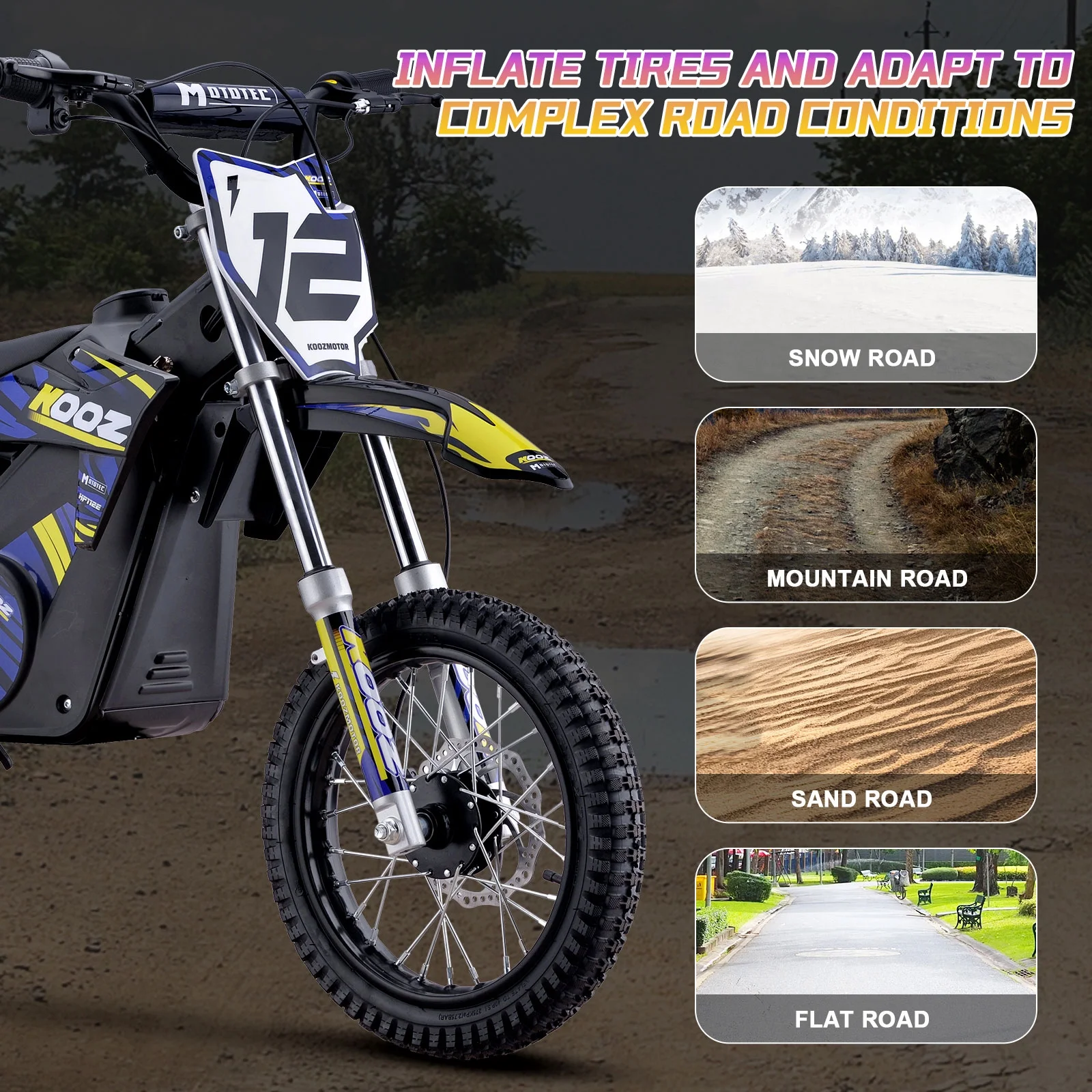 36v 1000w (HP112E) Electric Dirt Bike Blue(Blue) - Image 9