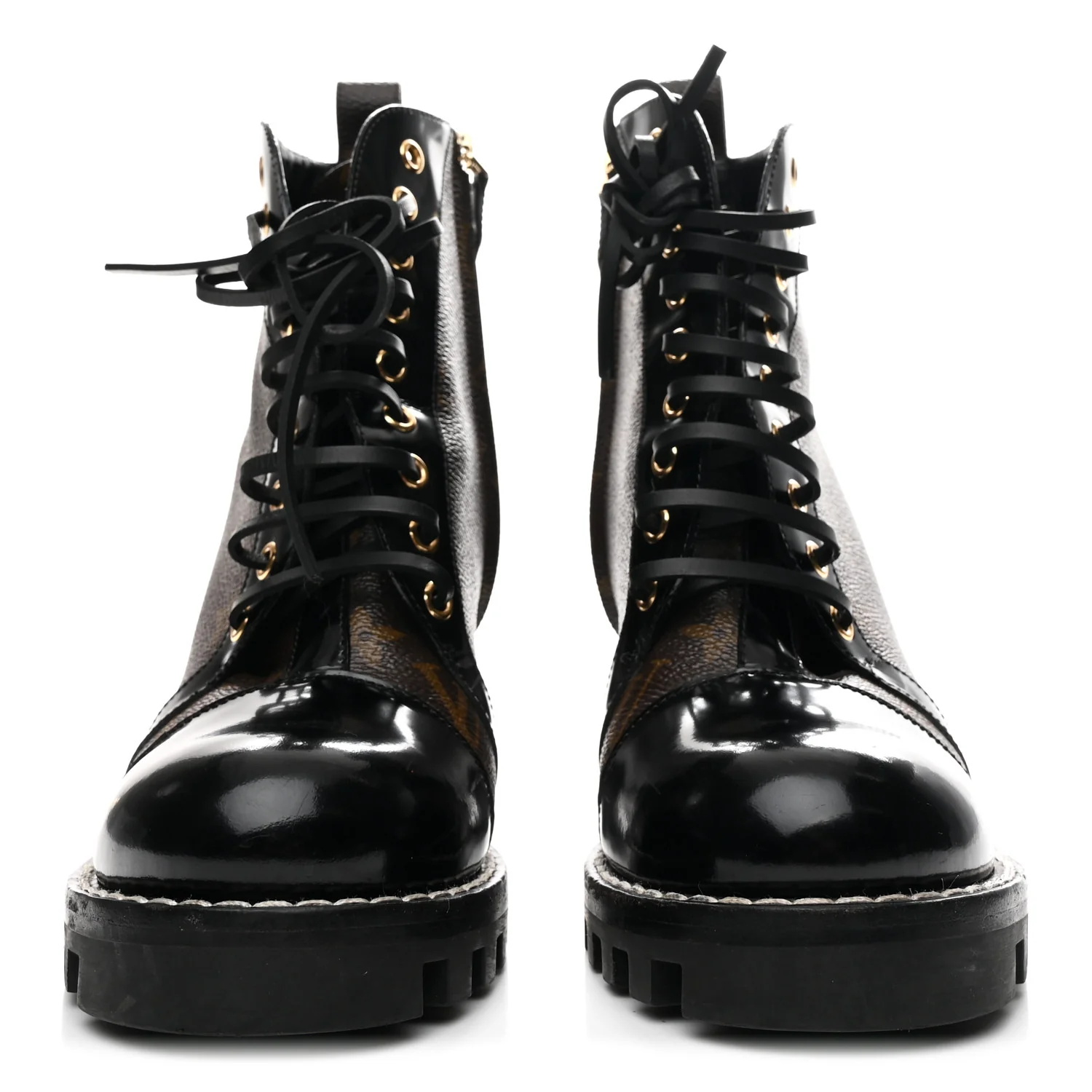 Patent Calfskin Monogram Star Trail Ankle Boots 39 Black
