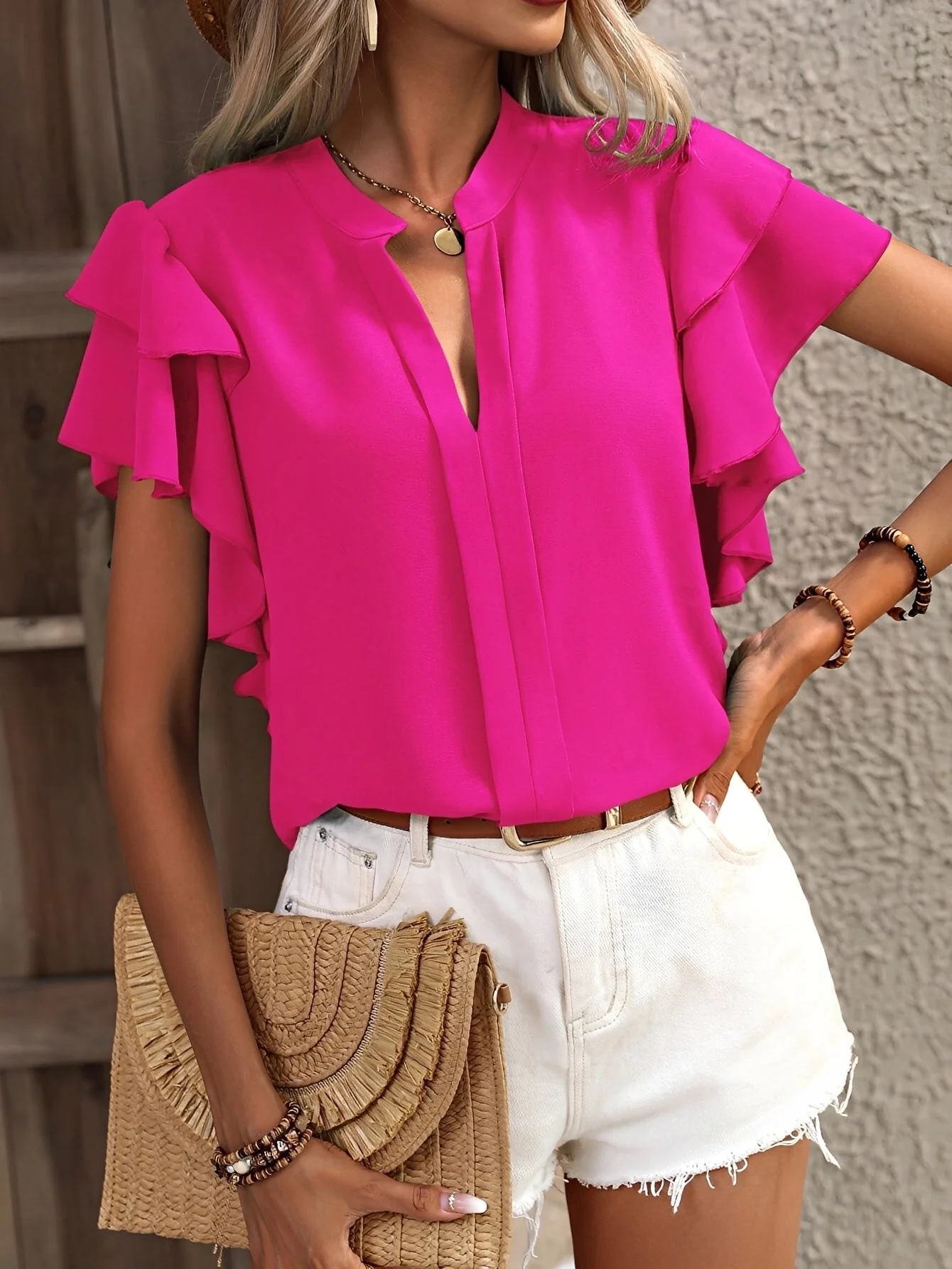 Louisa - Blouse Sans Manches à Col en V