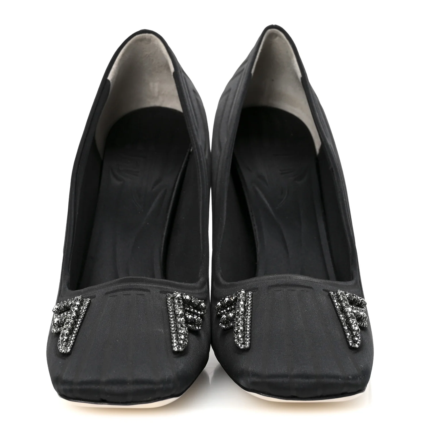 Satin Crystal Embellished FFreedom Pumps 37 Black