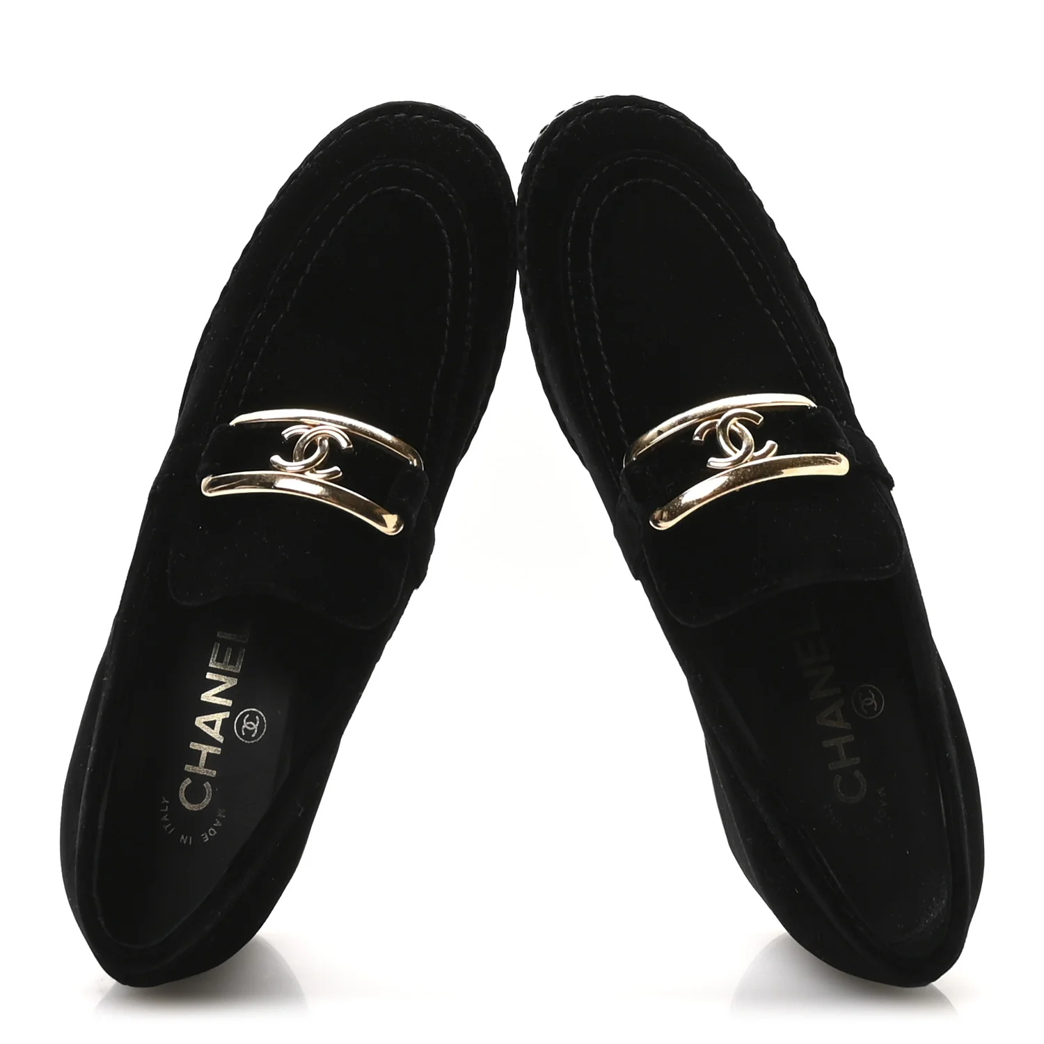 Shiny Calfskin Logo Loafers 38 Black