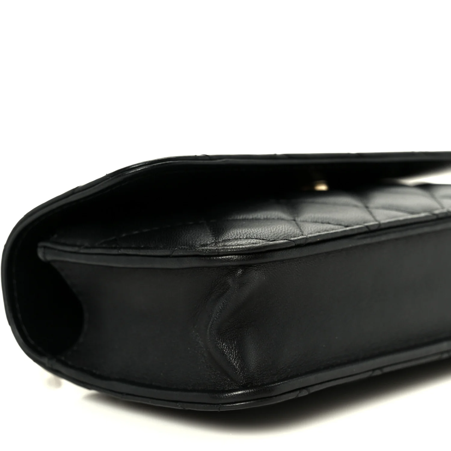 Lambskin Quilted Sweet Camellia Flap Phone Holder With Chain Black