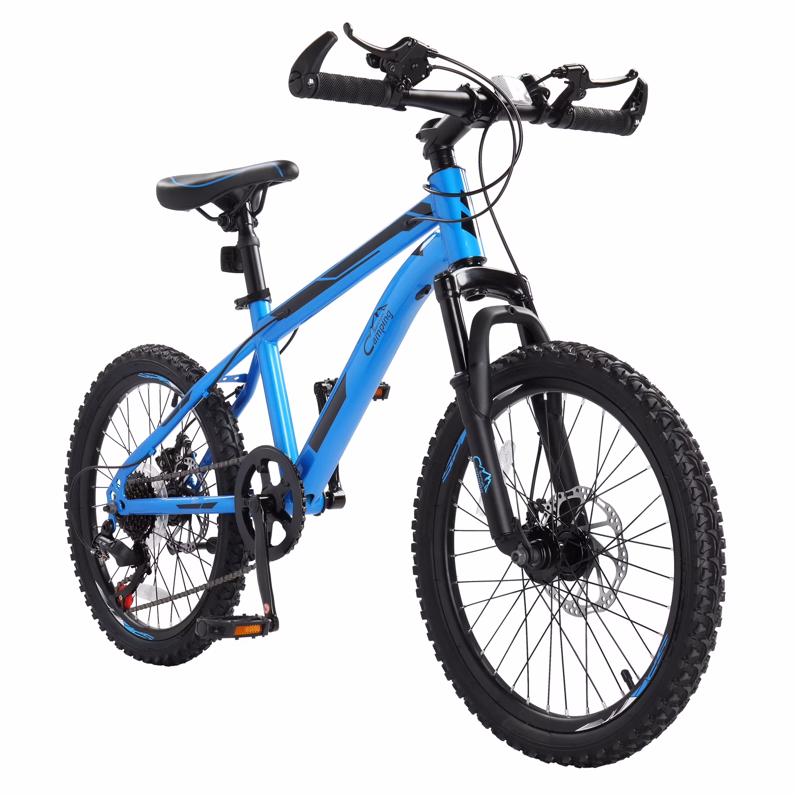 UBesGoo 20in 7 Speed Mountain Bike, Lightweight All Terrain Bicycle with Dual Disc Brakes, Suspension, Black Red
