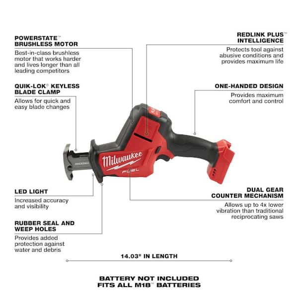 M18 FUEL 18V Lithium Ion Brushless Cordless HACKZALL Reciprocating Saw (Tool Only) Image 2