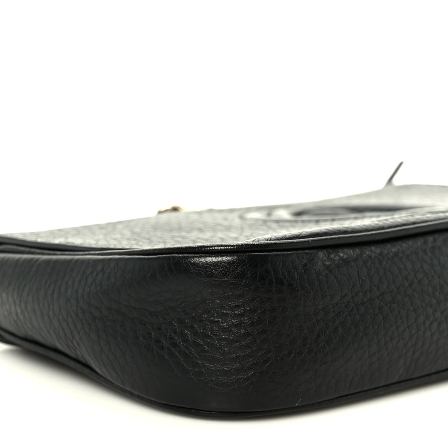 Pebbled Calfskin Medium Soho Flap Crossbody Black