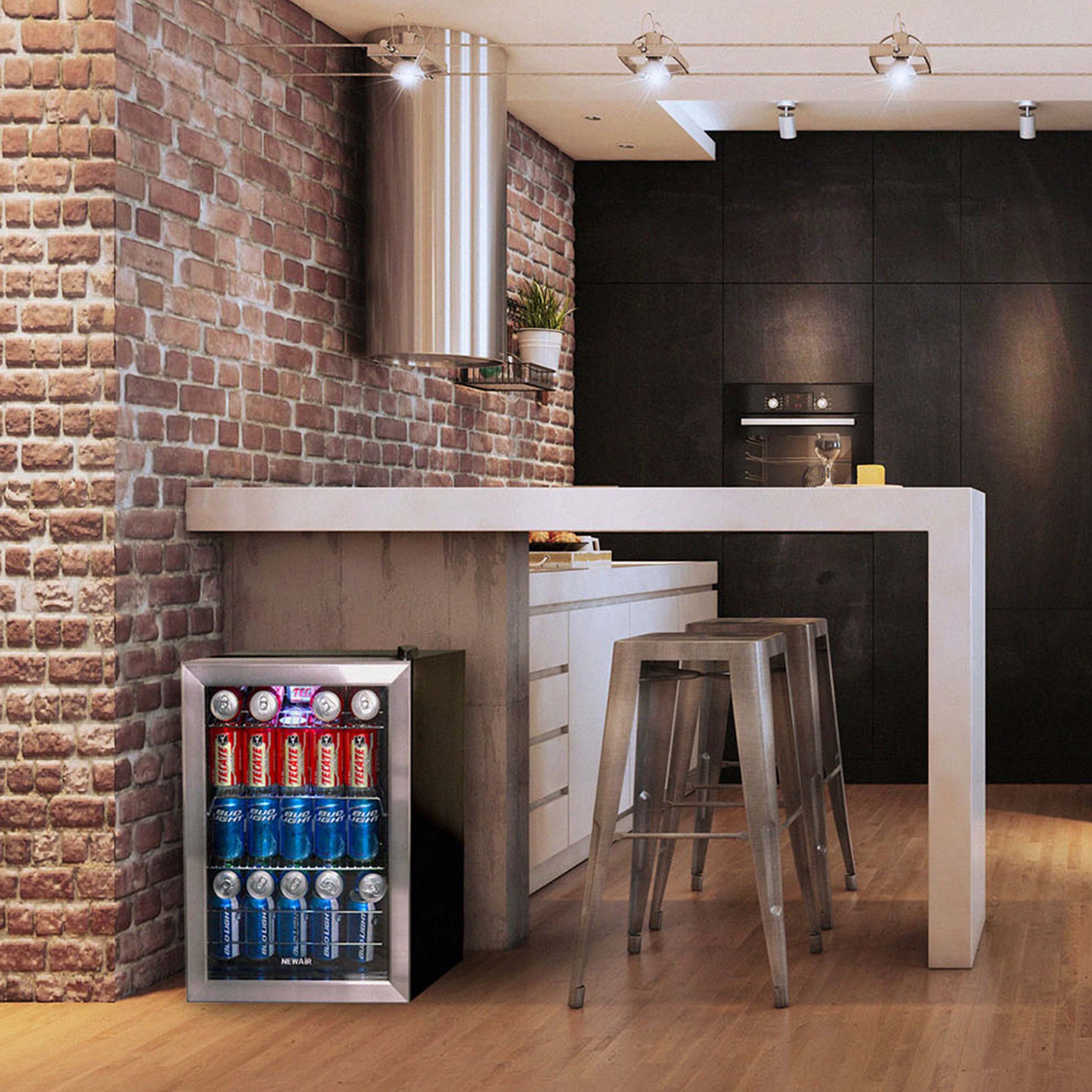 Newair 90-Can Freestanding Stainless Steel Beverage Fridge -17