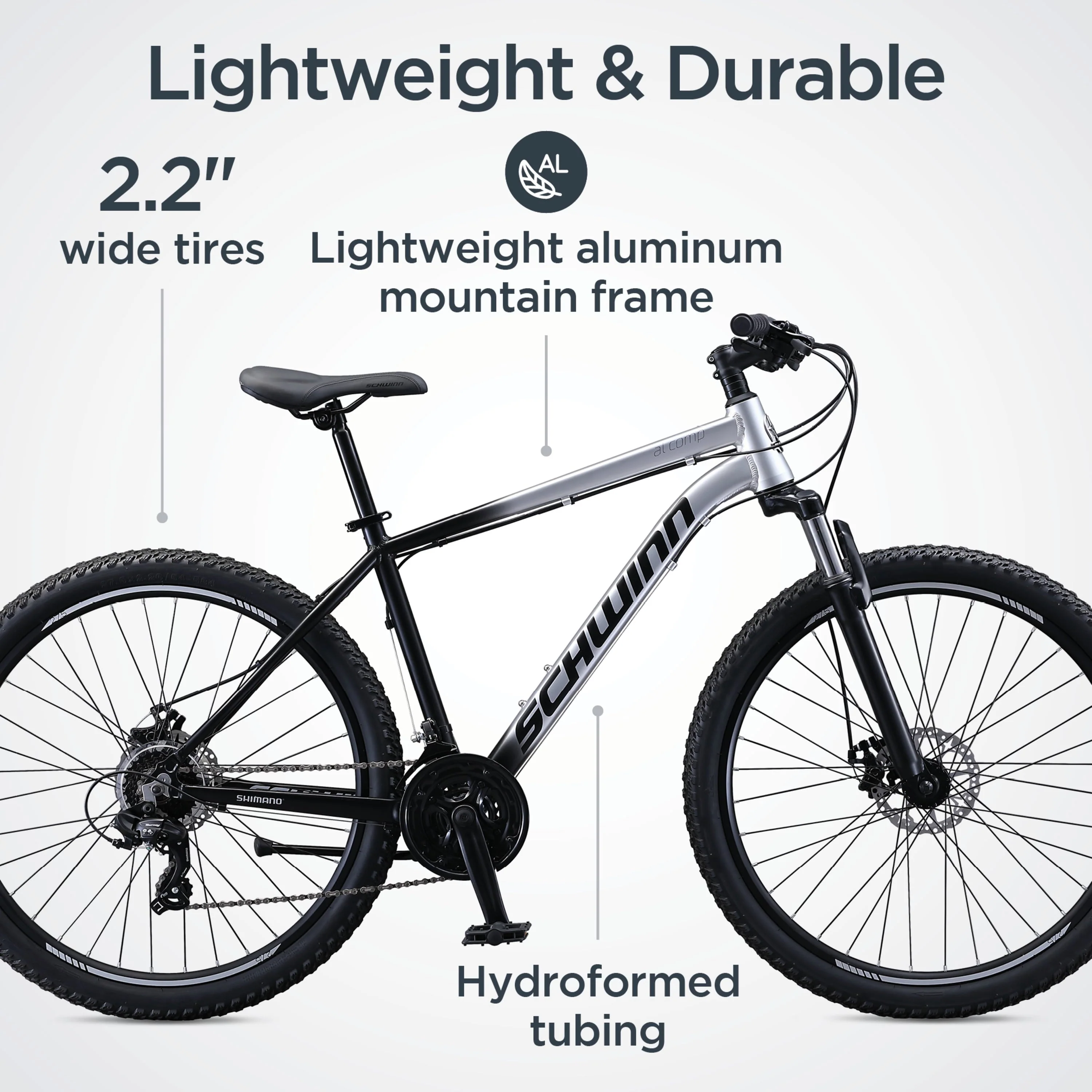 Schwinn AL Comp 27.5 in Men'S Mountain Bike, 21 Speed Adult Bicycle, Grey