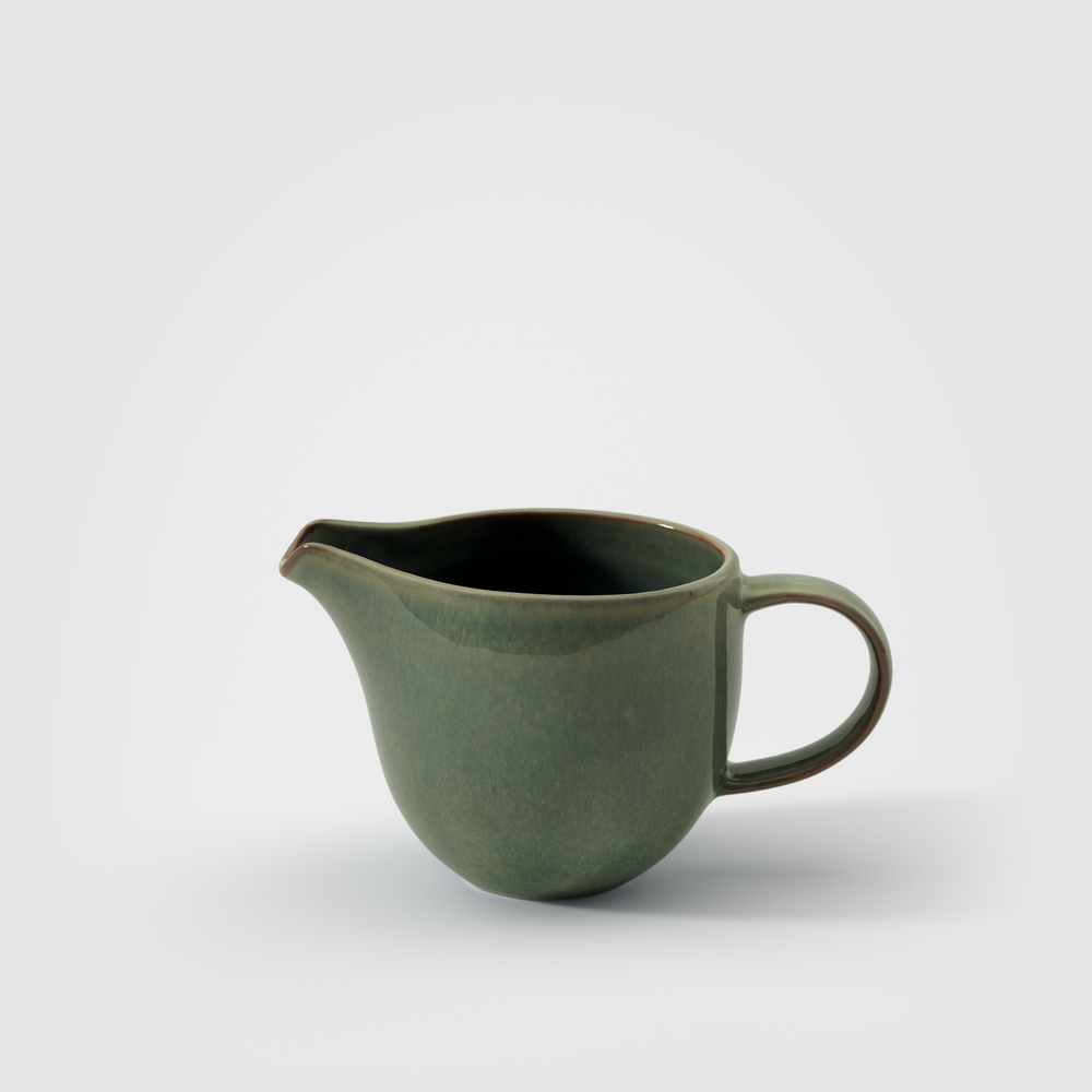 Crafted Creamer - Green, 6.8 oz, Premium Porcelain