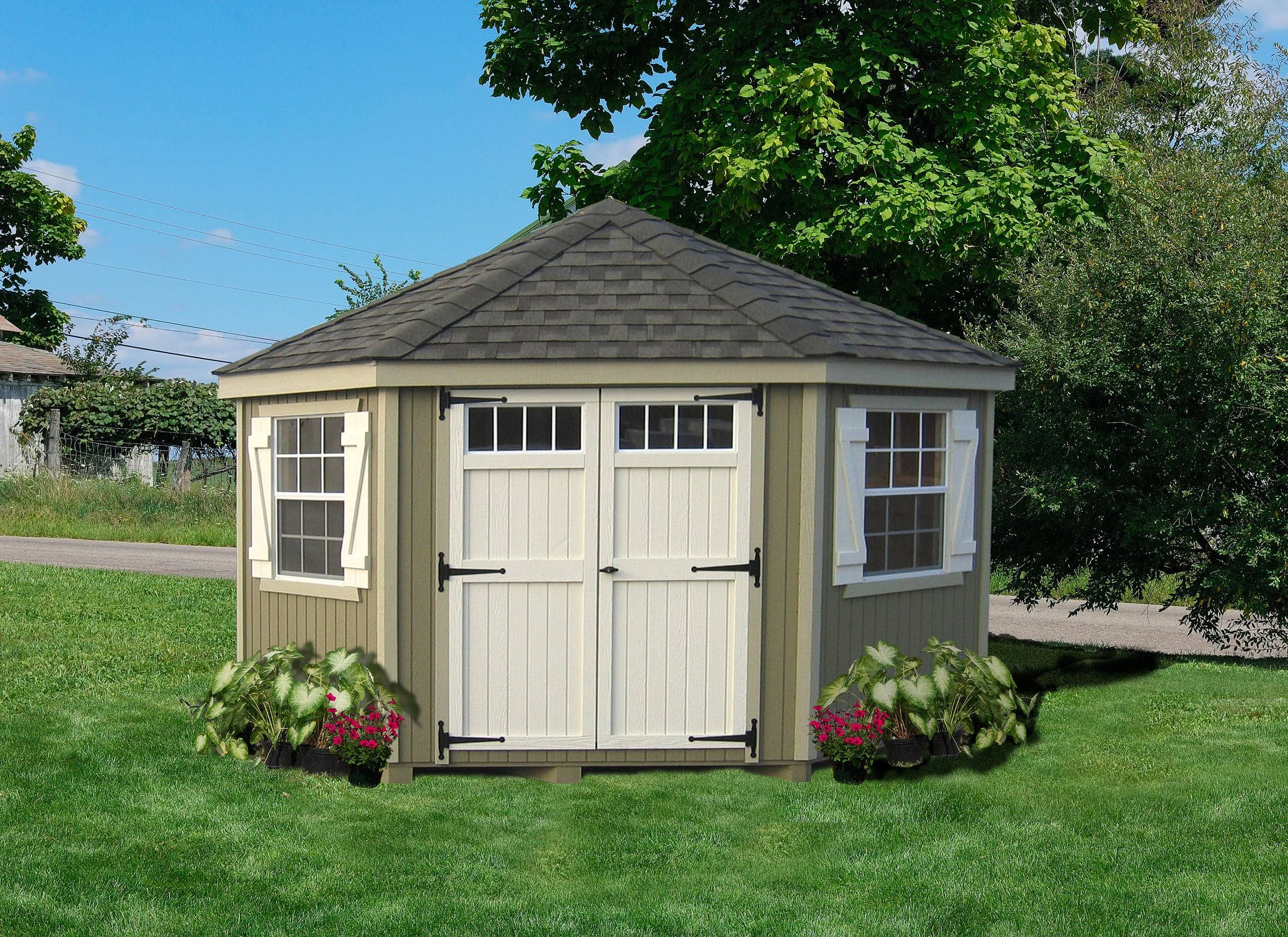 Little Cottage 10 x 10 ft. 5-Sided Colonial Panelized Garden Shed