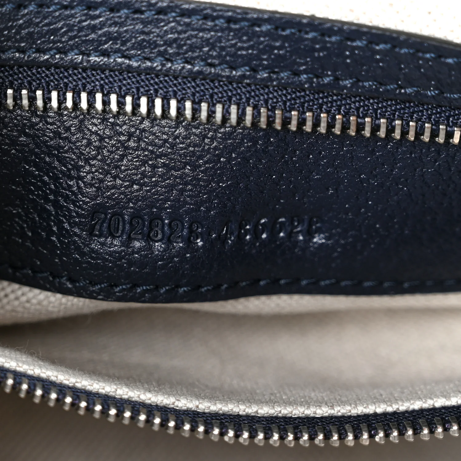 GG Supreme Monogram Textured Calfskin Web Large Attache Shoulder Bag Beige Blue