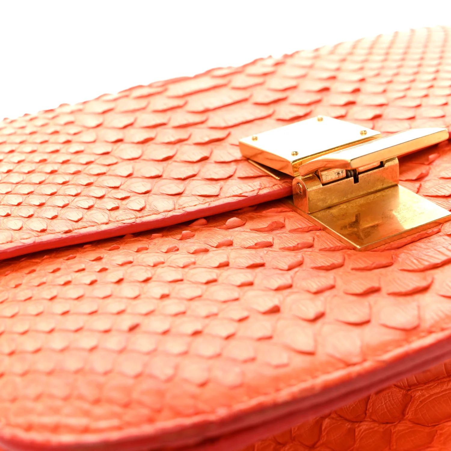 Snakeskin Medium Classic Box Flap Orange