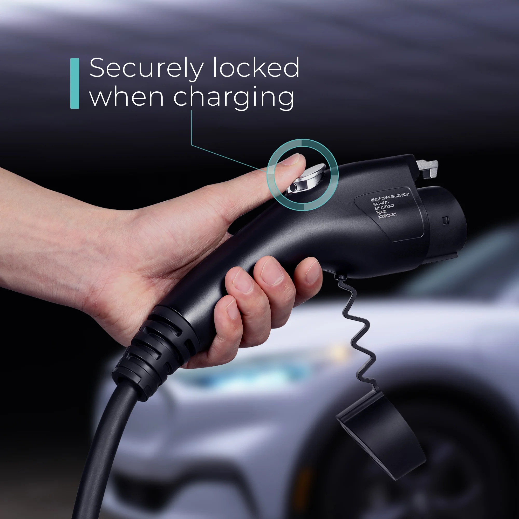 Level 1 J1772 Charger (WiFi Version) 110V, 15 Amp, NEMA 5-15 Plug, 16 ft Extension Cord Portable Electric Car Charger for J1772 EVs - Image 2