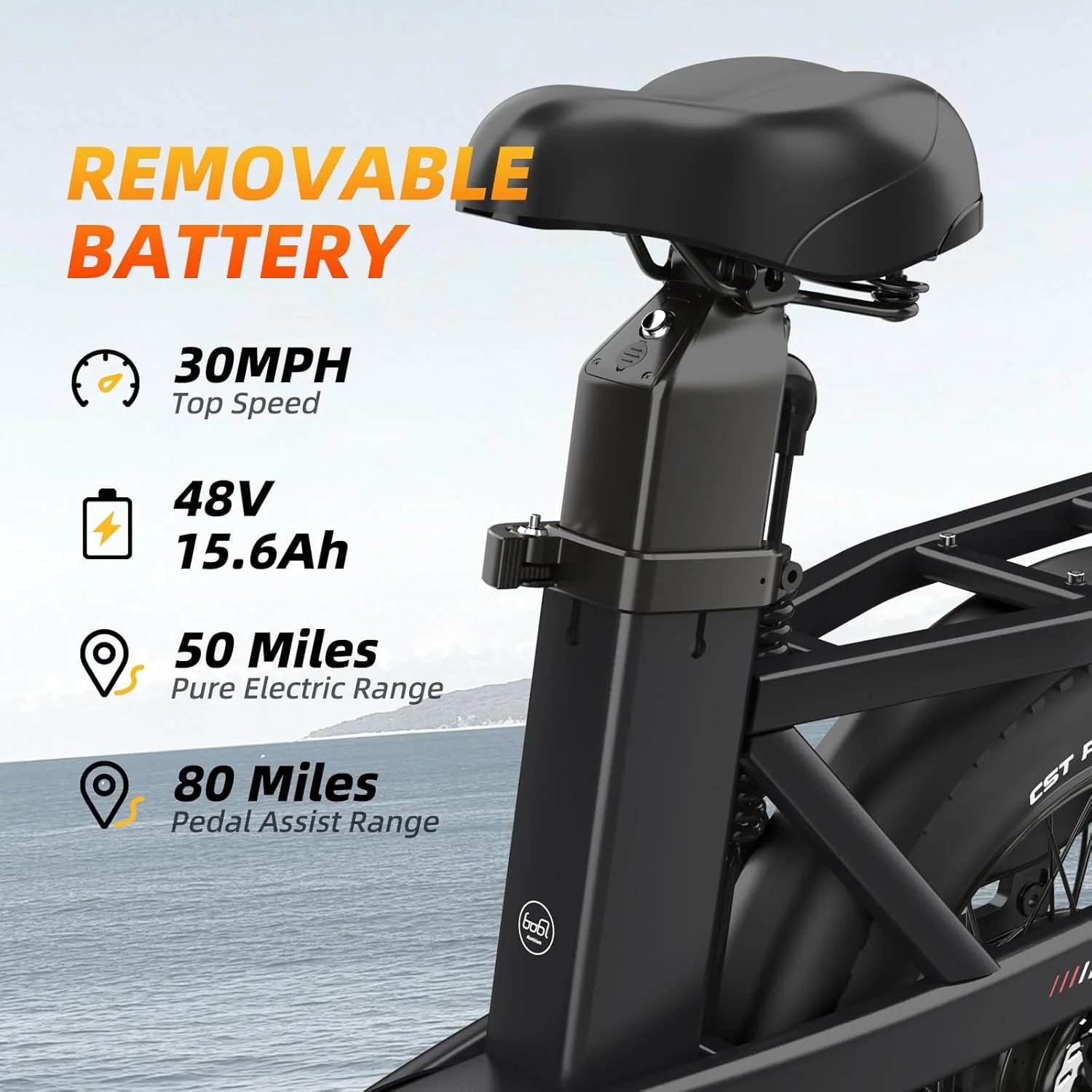 Electric Bike for Adults with 1500W Peak Motor,80Miles Max Range,7 Speed Gear,750WH Detachable Battery,Folding Ebike with 20'' Fat Tire��Full Suspension UL Certificated Bicycle(Black) - Image 9
