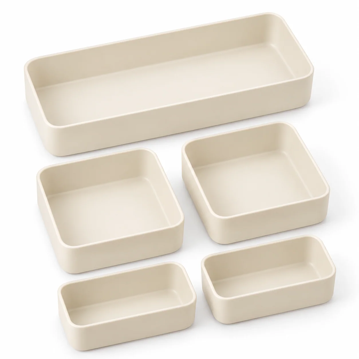 Ivory Modular Drawer Organizer Trays, 5-Piece Set