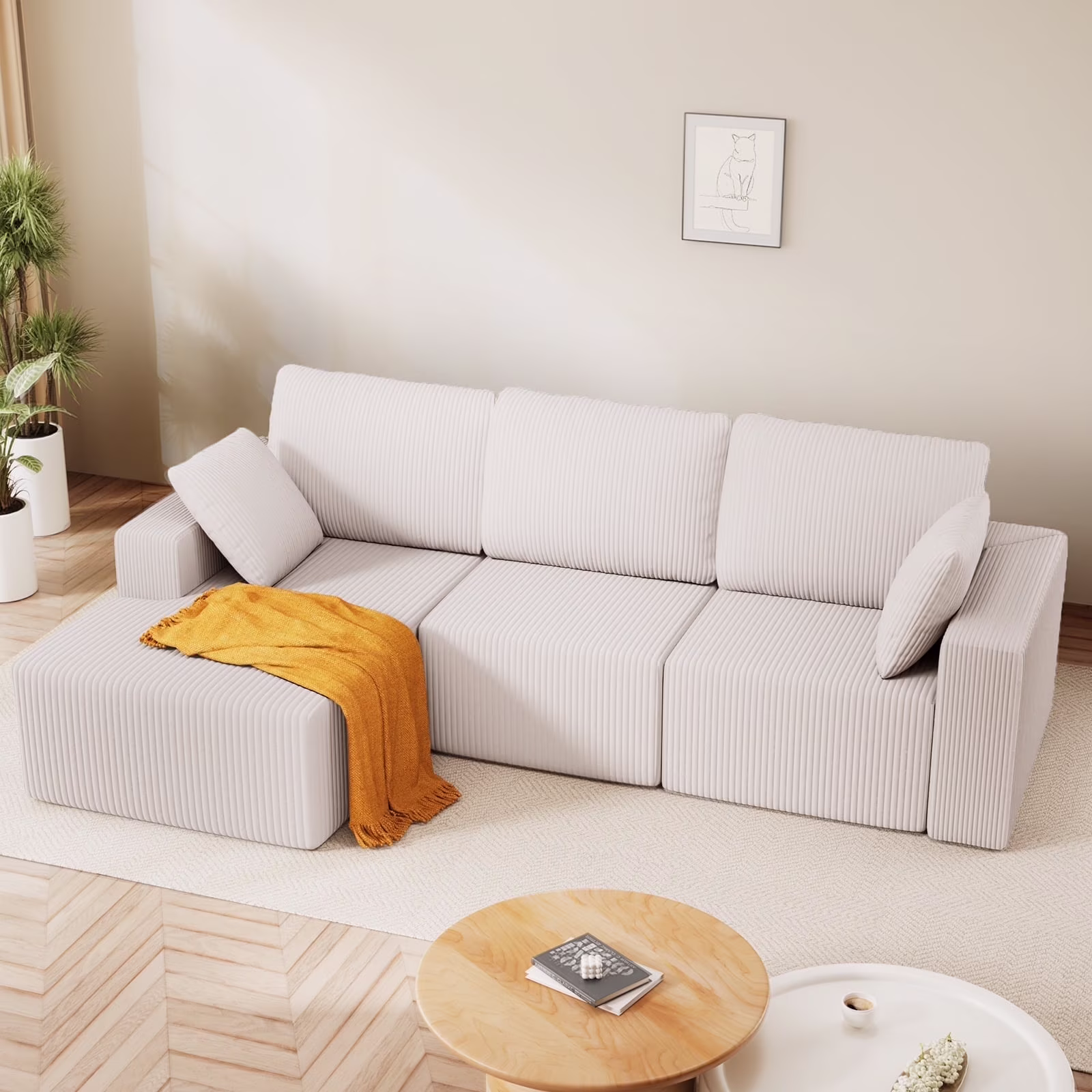 Modular Sectional Sofa for Living Room, 104" L-Shape Boneless Cloud Couch with Oversized Chaise, Right Chaise, Black, 3 Seat, Microfiber Fabric(Black-Microfiber) - Image 7