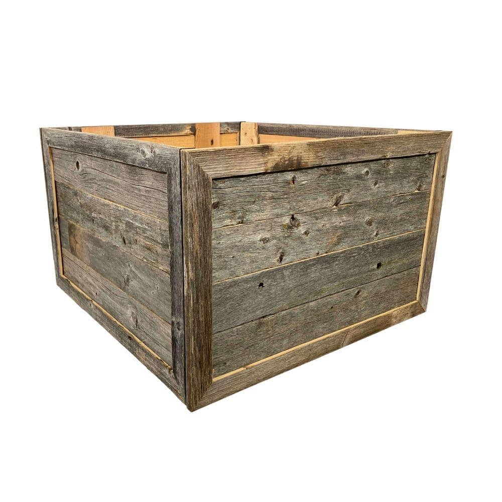 BarnwoodUSA Rustic Farmhouse 17.5 in. W x 11.5 in. H, 24 in. Dia, Weathered Gray Decorative Christmas Tree Box Collar