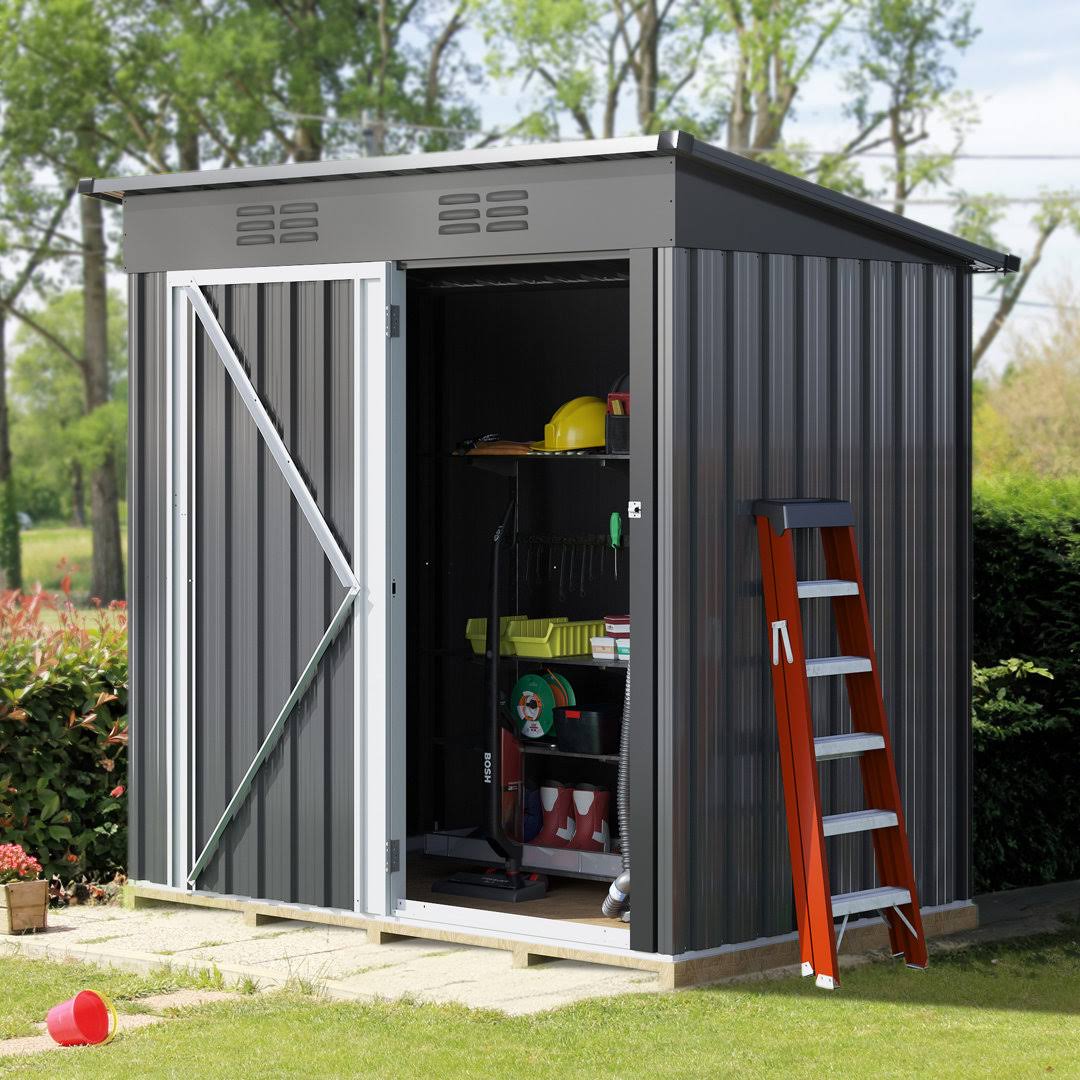 YITAHOME Outdoor Storage Shed 5x3ft, Heavy Duty Metal Tool Sheds Storage House with Single Lockable Door & Air Vent for Garden, Patio, Lawn to Store