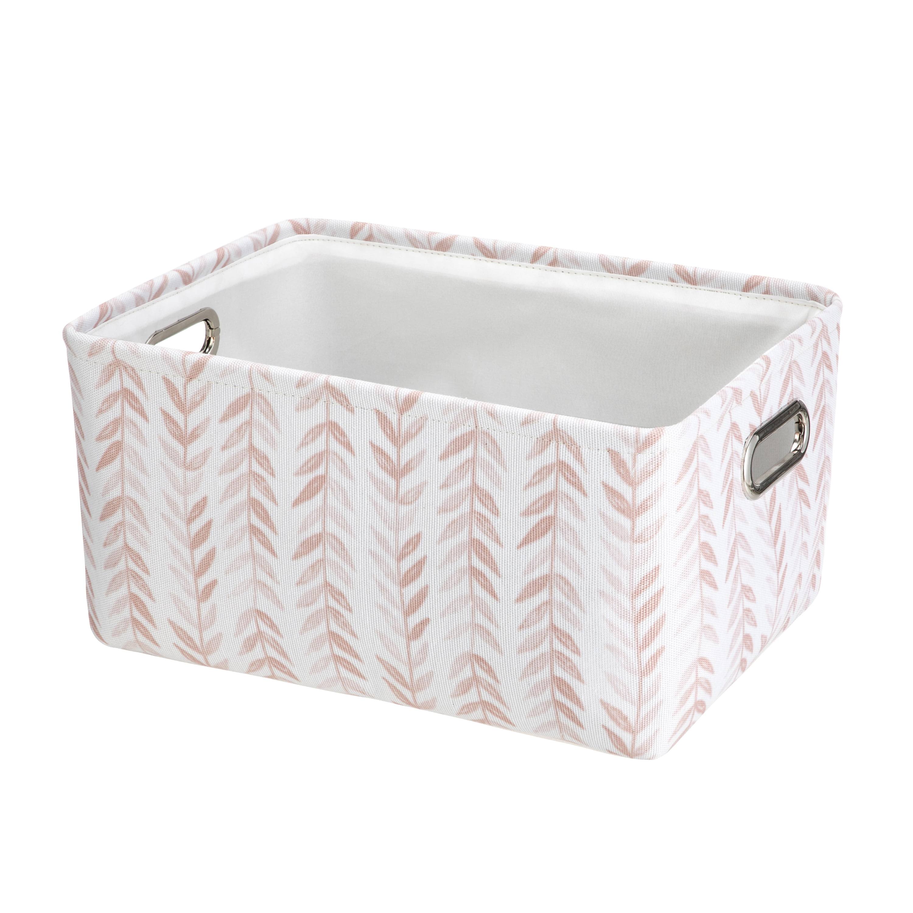 Mainstays Blush Leaf Canvas Storage Basket with Handles