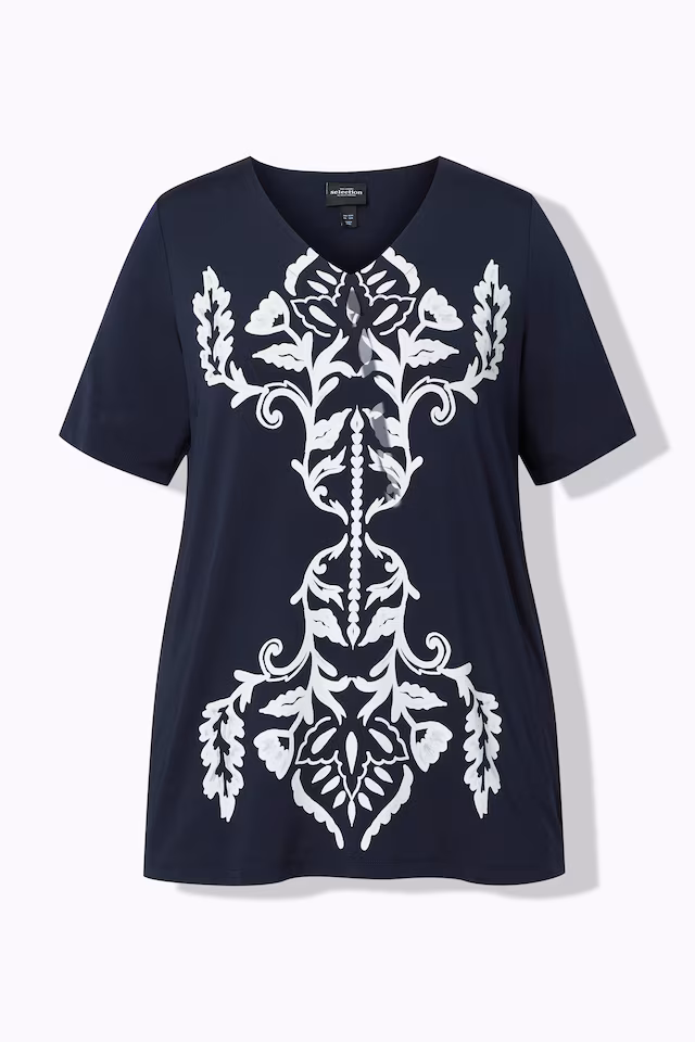 Floral Damask Motif Slinky Blouse