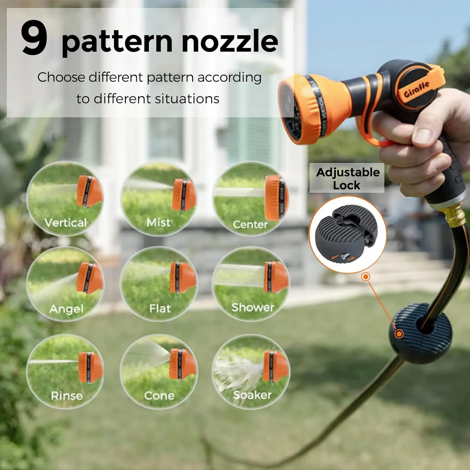 Giraffe Tools Retractable Garden Hose Reel with 1/2in-78ft Hose, Metal Bracket, Wall Mounted, Dark Grey
