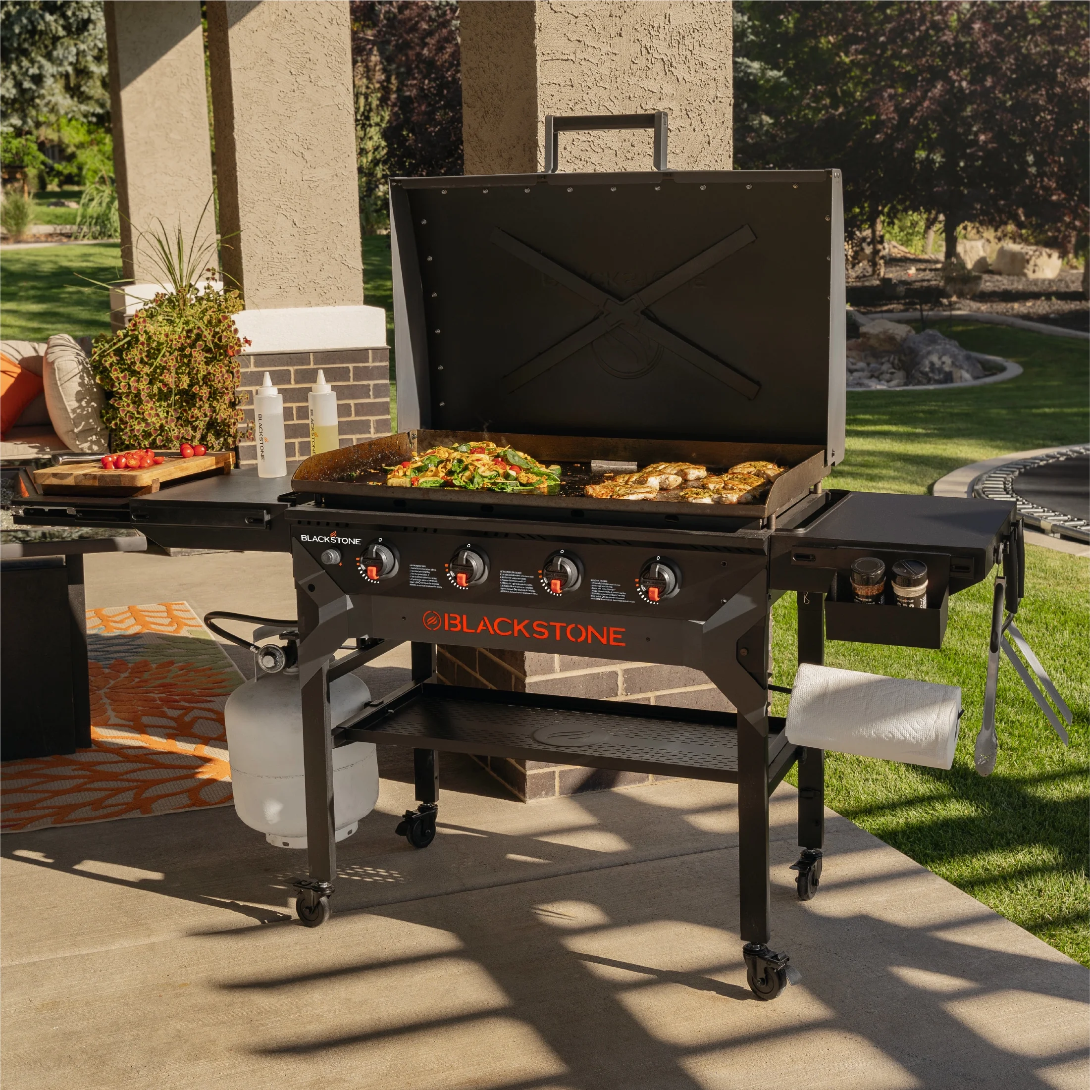 Iron Forged 4 Burner Liquid Propane Outdoor Griddle with Hood Black - Image 9