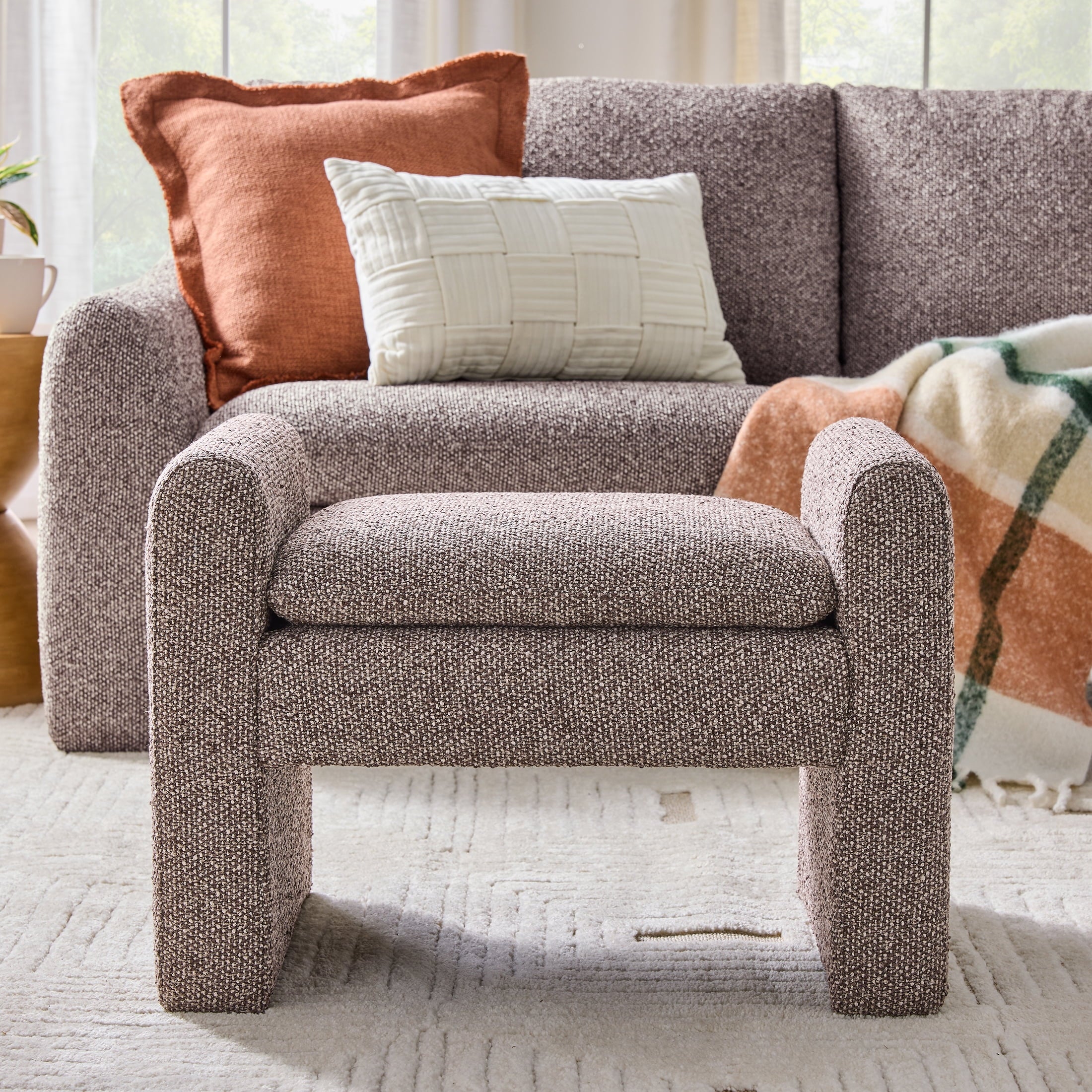 Better Homes & Gardens Emerson Ottoman, Cream
