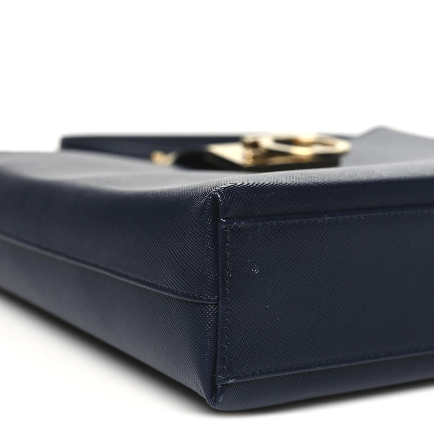 Hammered Calfskin Trifolio Shoulder Bag Navy