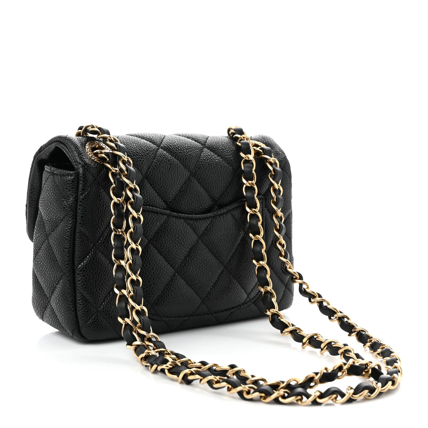 Grained Lambskin Quilted Mini Flap Black