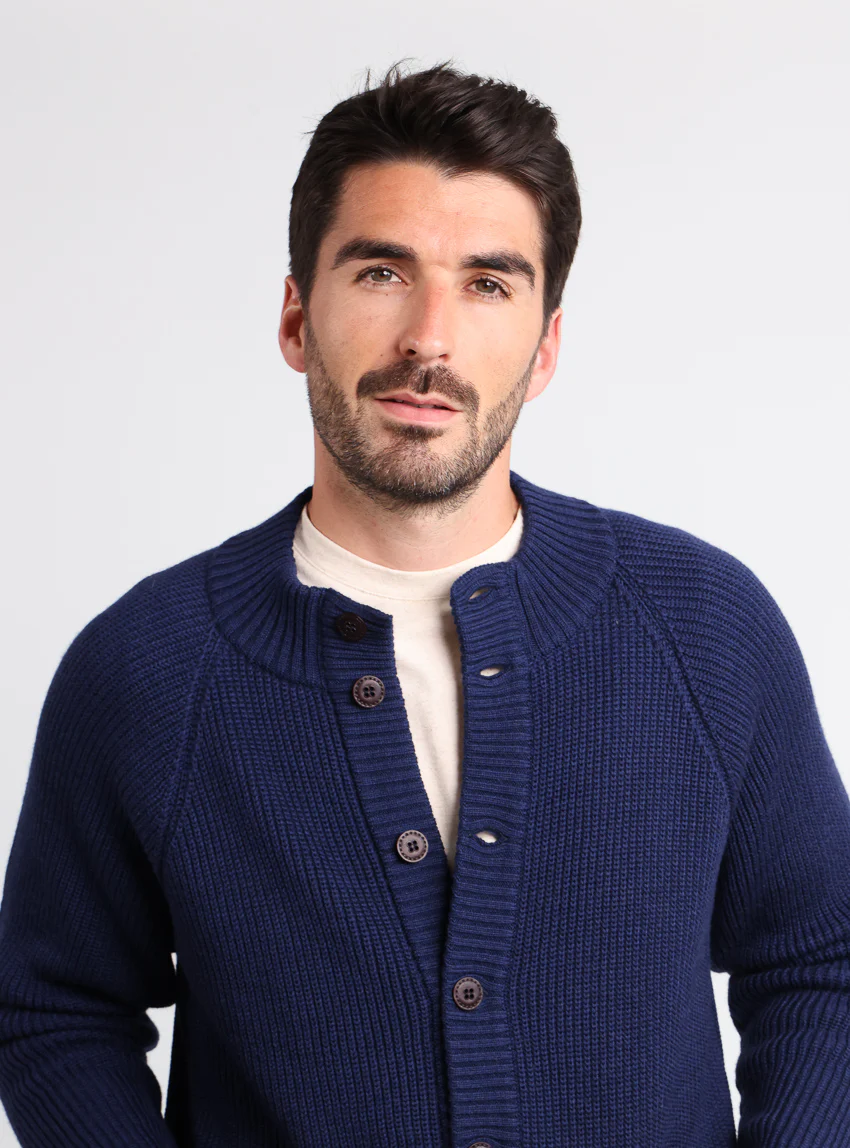 Gilet homme laine merinos Bleu Amiral