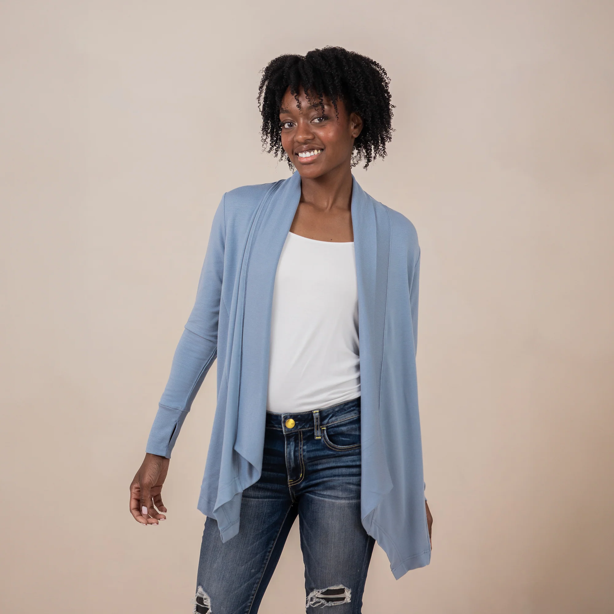 Women's French Terry Wrap Top in Slate