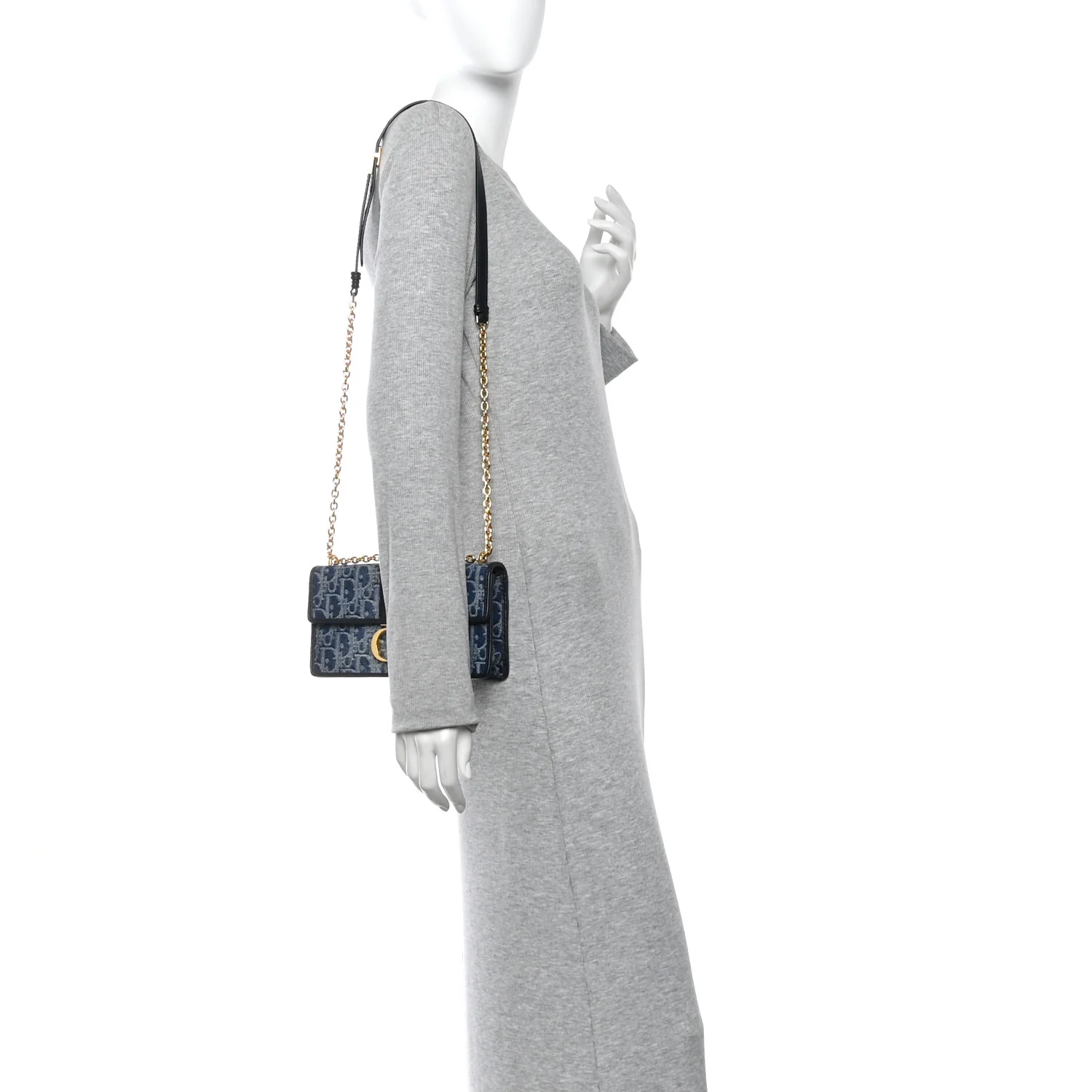 Denim Oblique 30 Montaigne East West Chain Flap Bag