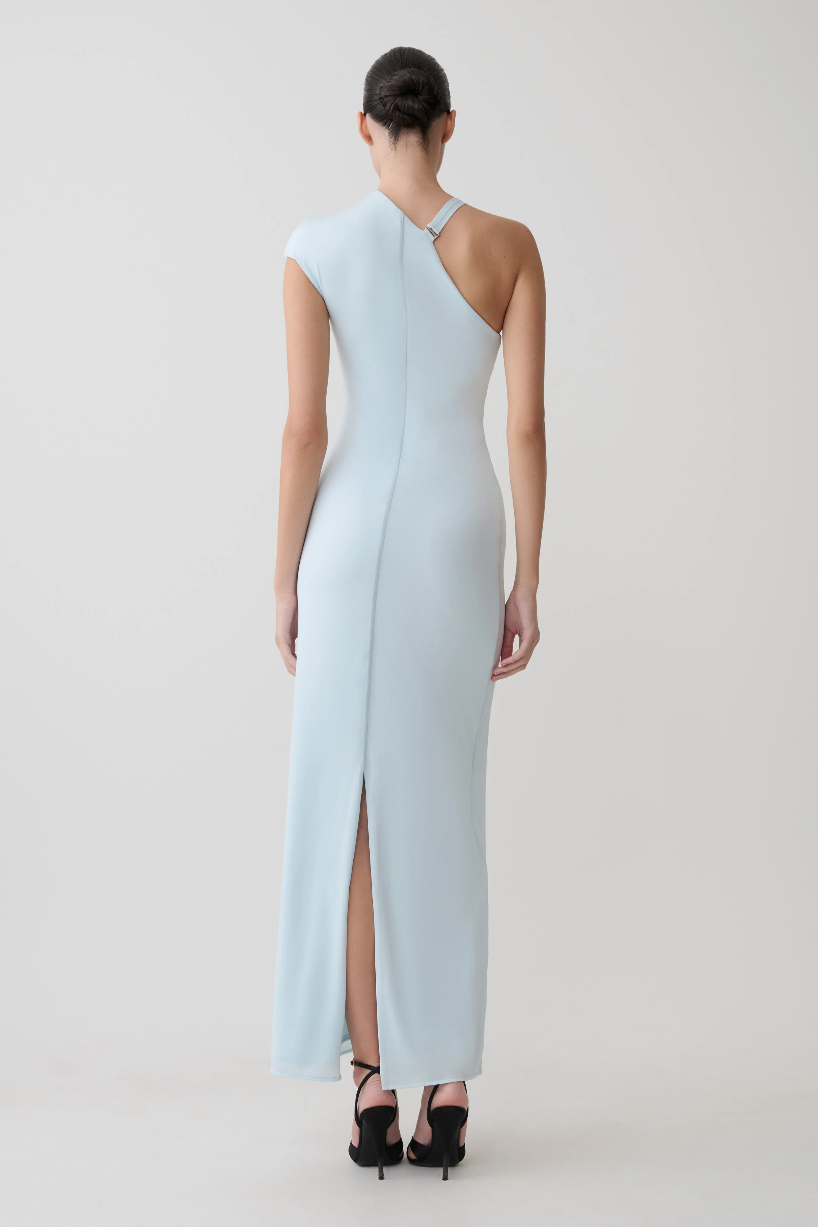 Oden Slinky Maxi Dress With Hardware - Sky Blue