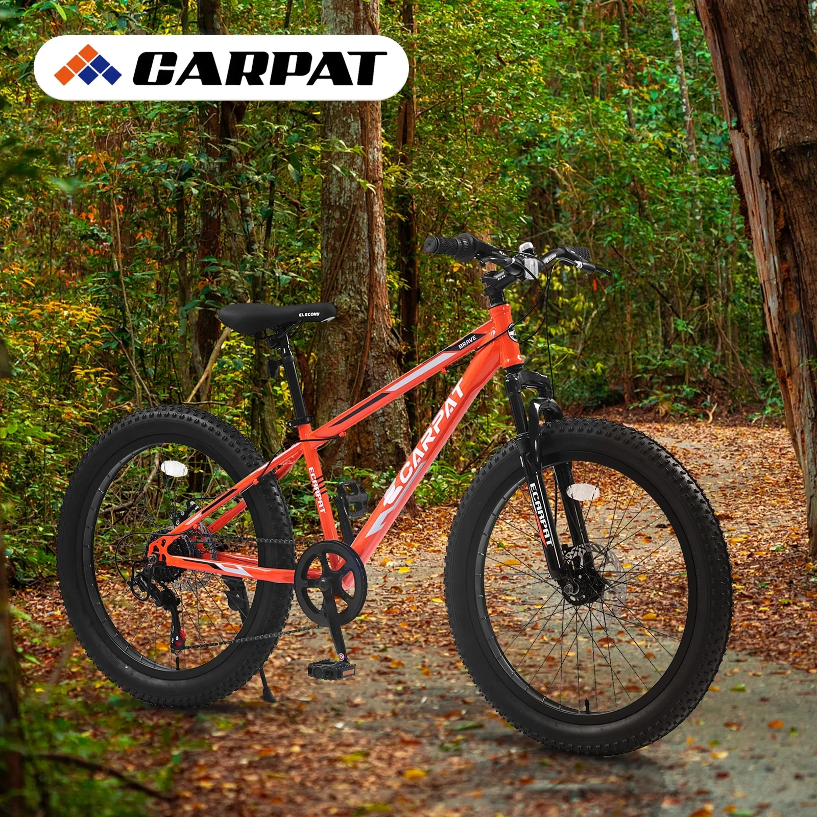 24-Inch Fat Tire Bike, Shimano 7-Speed Trail & Urban Mountain Bike with Disc Brakes – Gray