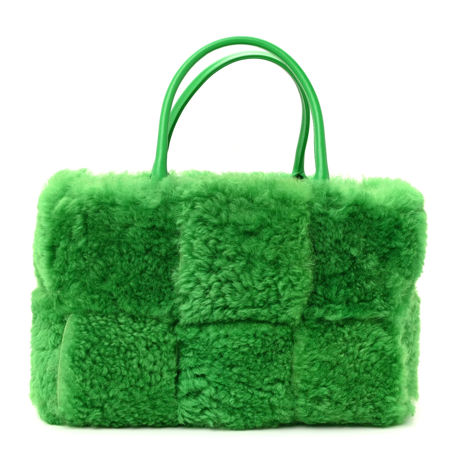 Shearling Small Intrecciato Arco Tote Parakeet