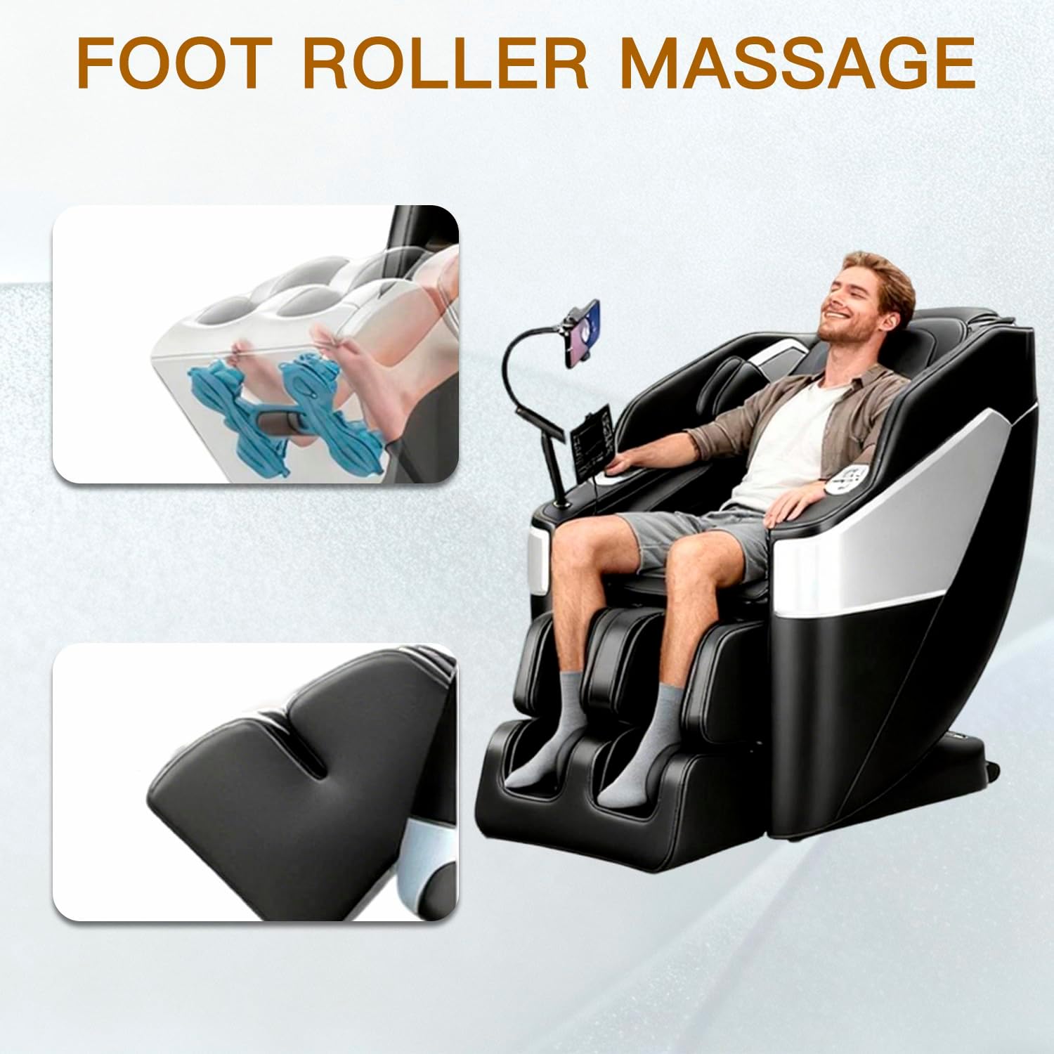 F&G Massage Chair Full Body Zero-Gravity SL Track Massage Chair  5 Level Heating Function and Airbag Massage Foot Rollers Phone Charging