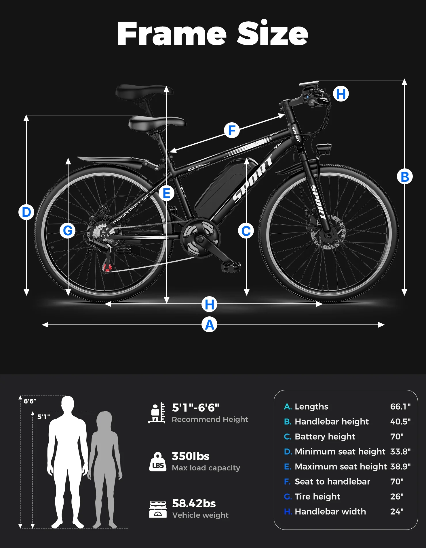 Electric Bike for Adults, 26" Electric Mountain Bike, 1200W Peak Power Motor, Up to 25 MPH 45 Miles, Electric Bicycle with 48V 10AH Removable Battery, UL 2849 - Image 3