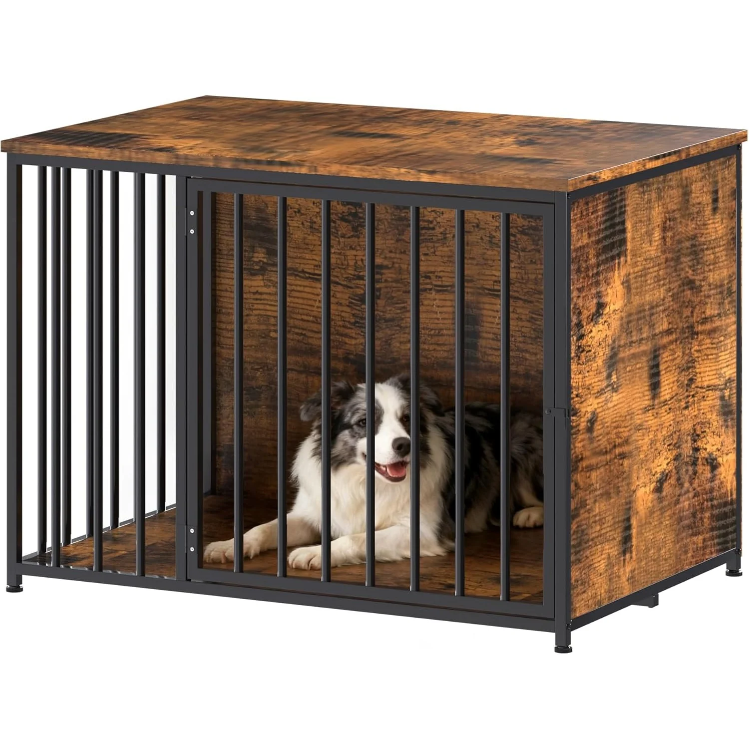 AECOJOY Dog Crate Furniture for Large and Medium Dogs, 36 Inch Wooden & Steel Decorative Indoor Kennel, Pet Cage End Table