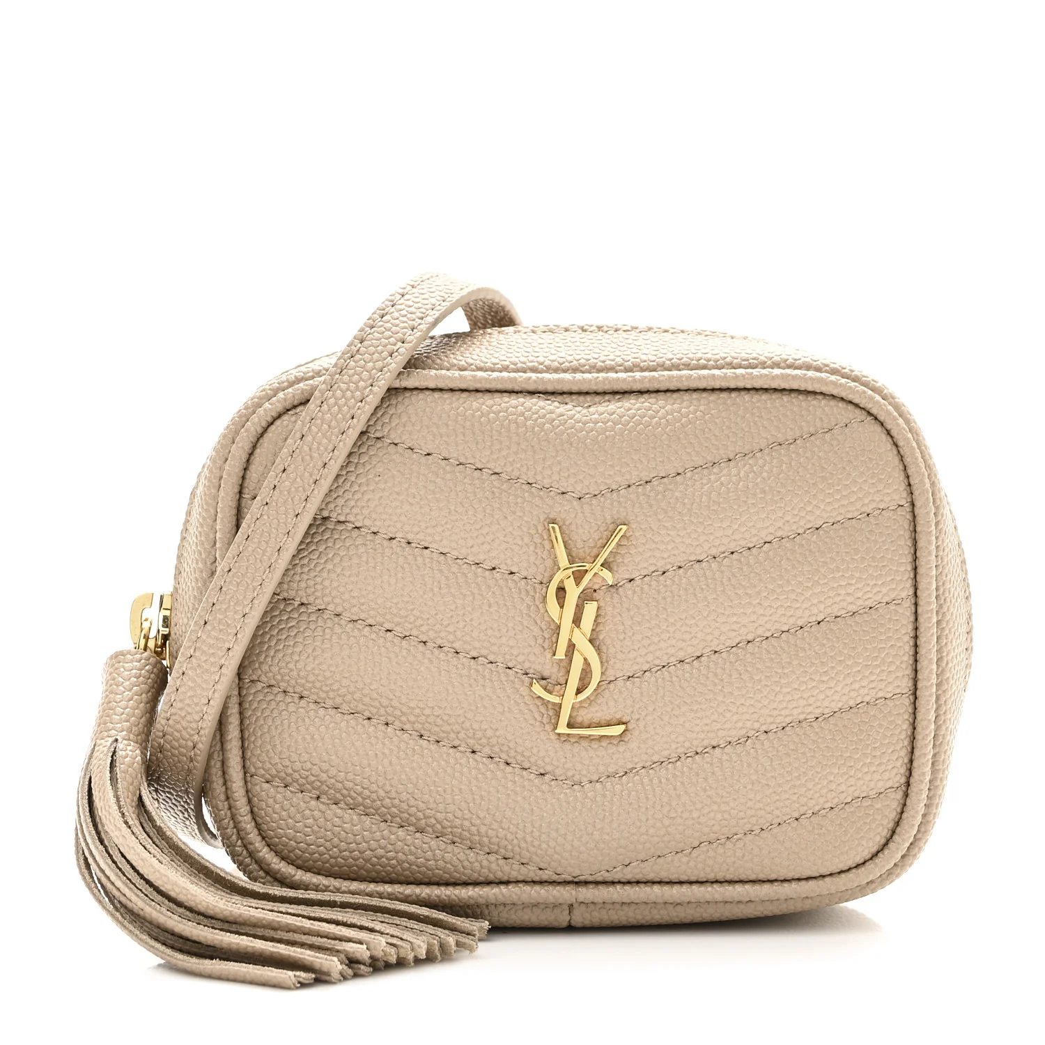 Grain De Poudre Matelasse Monogram Baby Lou Camera Bag Dark Beige