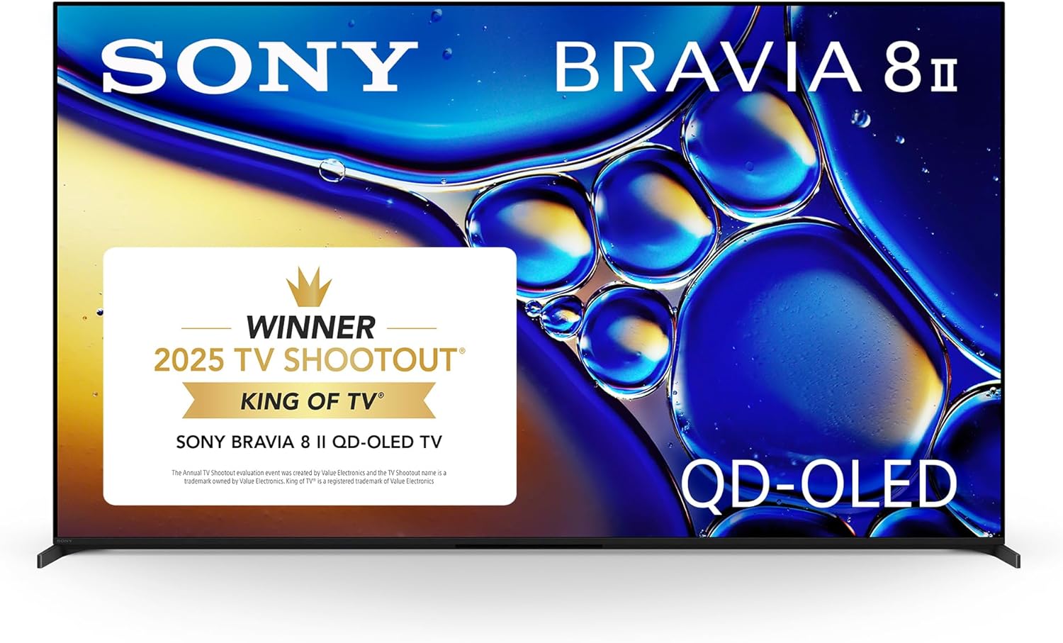 Sony BRAVIA 8 II 65 Inch TV  QD OLED  4K Smart Google TV  XR Processor with AI Technology  Ultra Slim Design  120hz Television  Dolby Vision/Atmos  Exclusive Features for PS5  K-65XR80M2  2025 Model