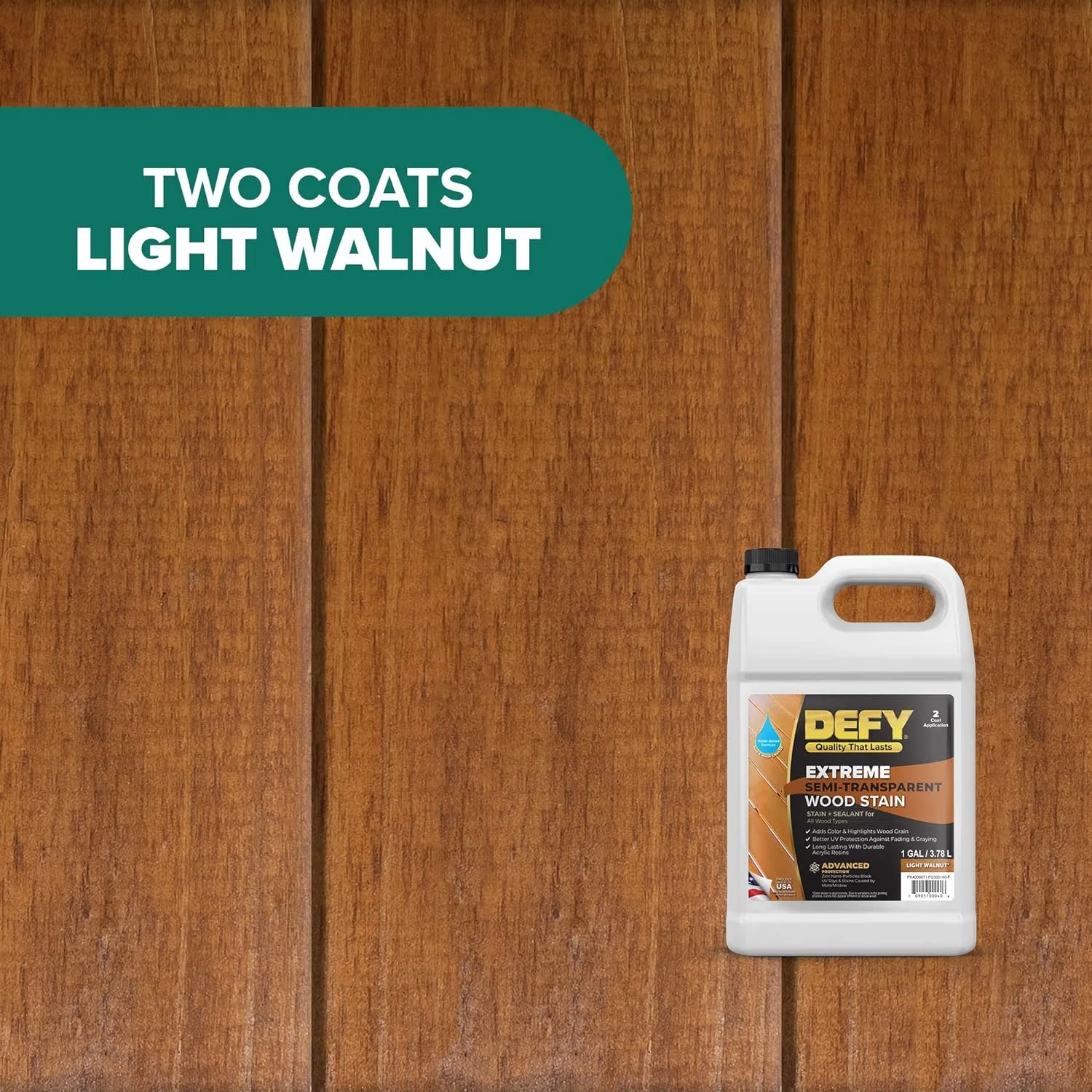 Extreme Wood Stain and Sealer in One 5 Gallon Semi-Transparent Waterproof Coating for All Wood Types Light Walnut - Image 3