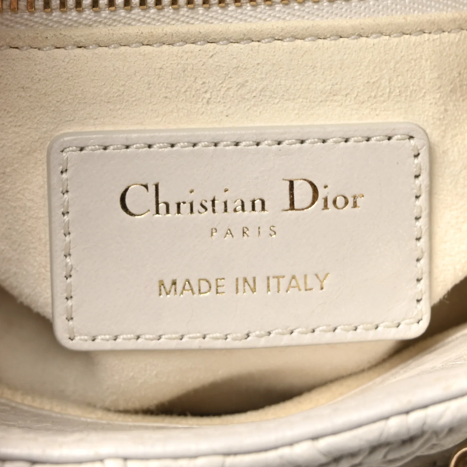 Lambskin Gathered Mini Lady Dior White
