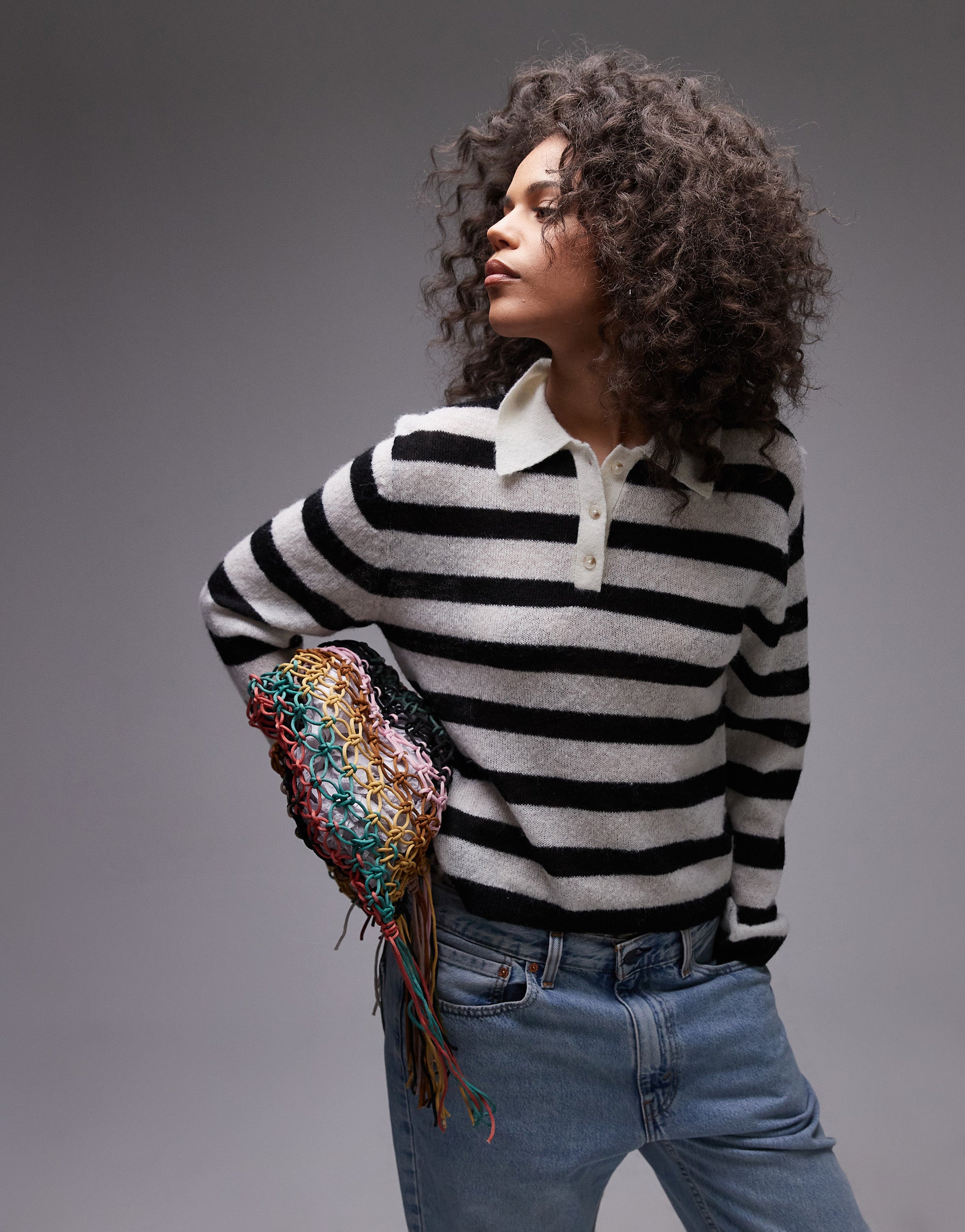 VERO MODA® Topshop knitted light weight stripe polo
