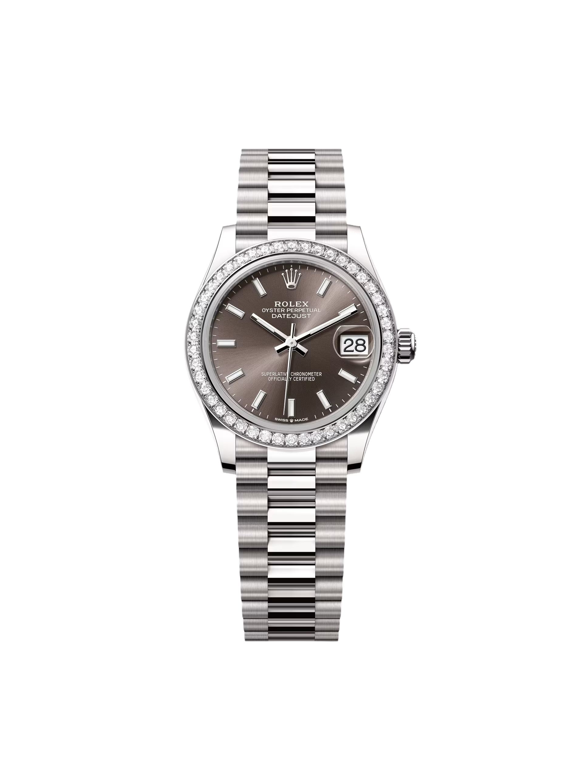 【Super Clone】RLX Datejust m278289RBR-0014 Dark Grey Dial White Gold President Watch
