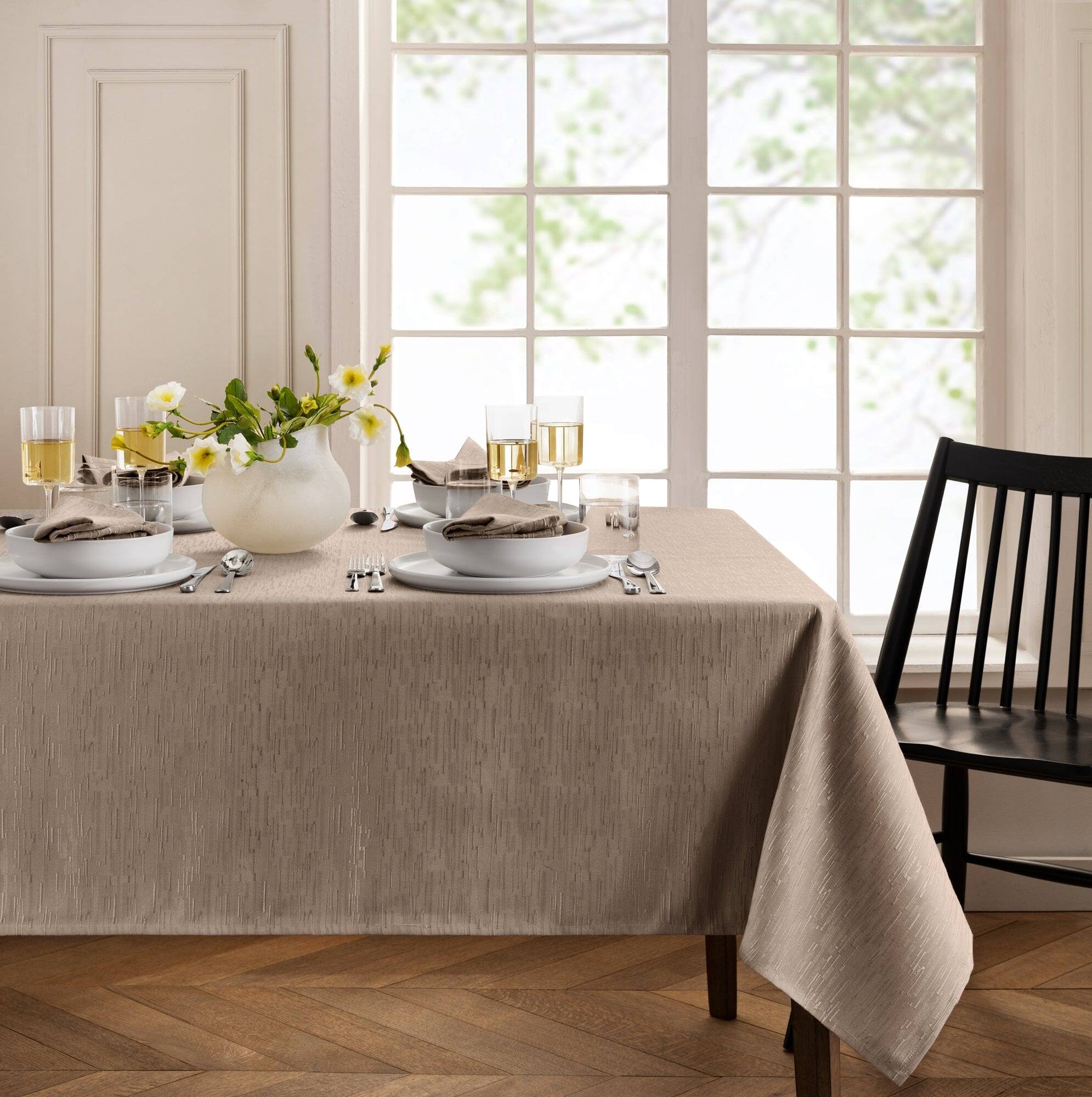 Elrene Home Fashions Continental Solid Texture Water and Stain Resistant Tablecloth, 52