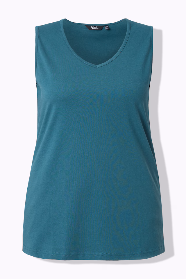 2 Pack of V-Neck Cotton Knit Tanks - Stripe, Solid