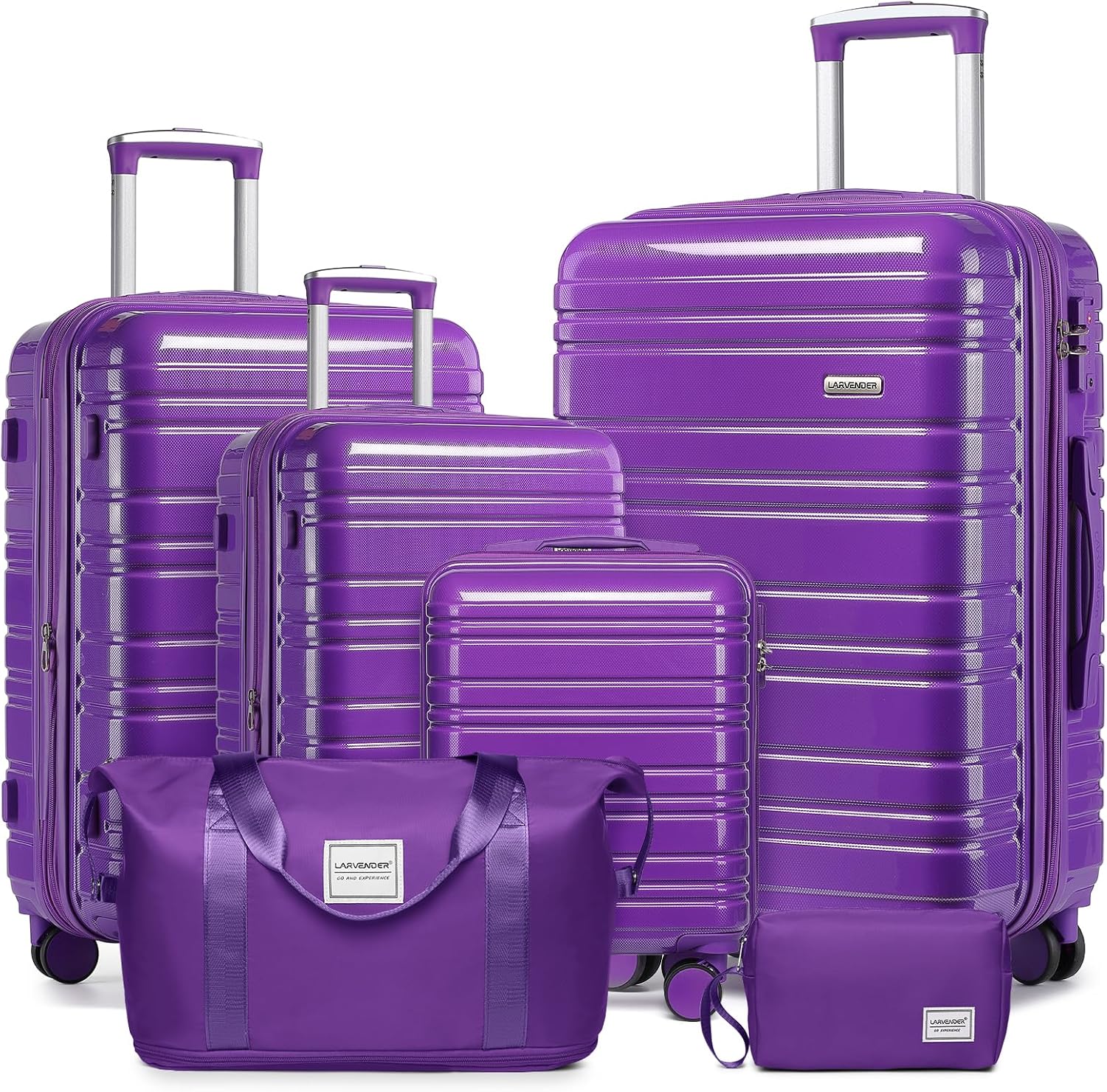 Ensemble de 6 valises, ensemble de valises rigides extensibles avec roulettes multidirectionnelles, ensemble de bagages à roulettes légers