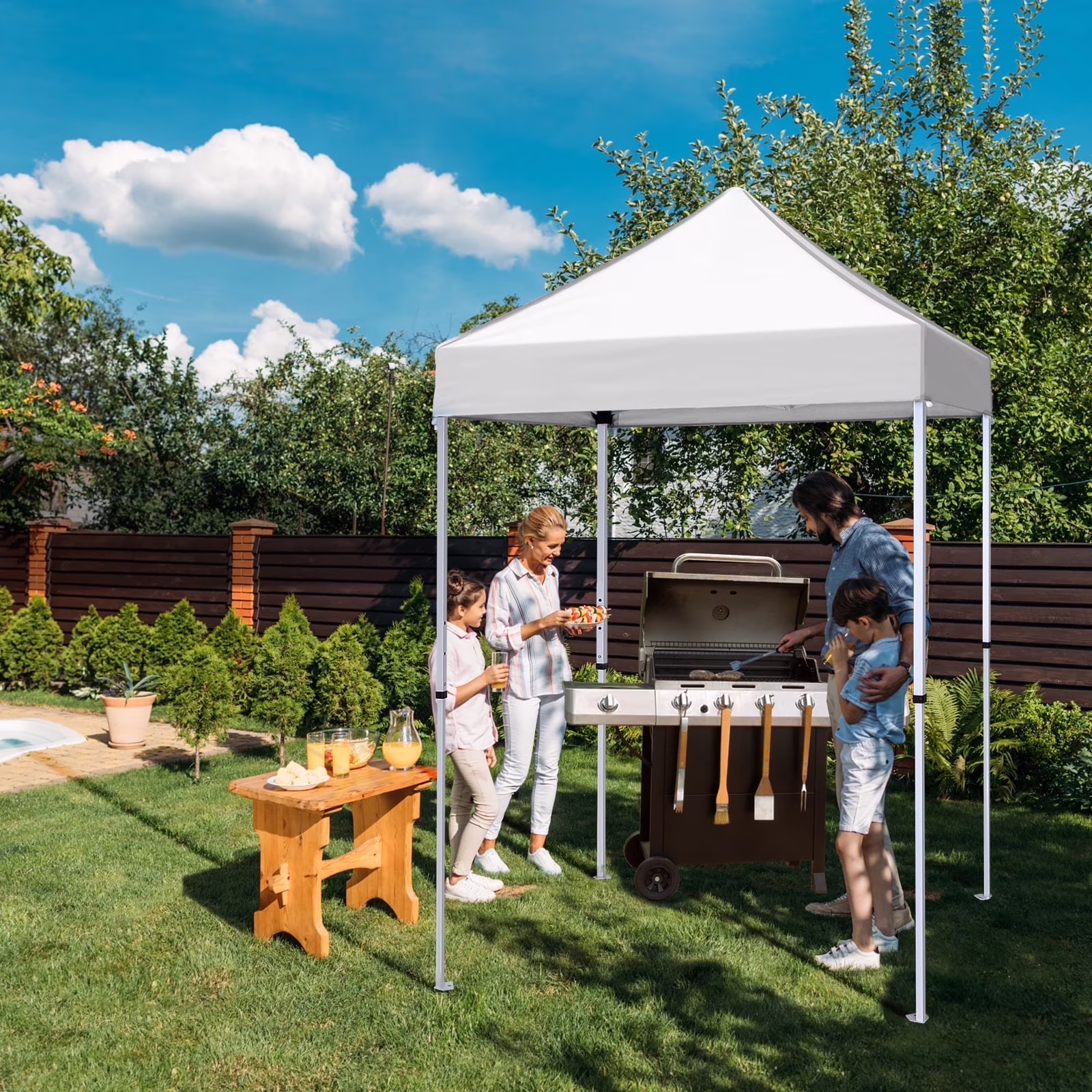 5x5 Pop Up Canopy Tent Instant Outdoor Canopy Easy Set up Straight Leg Folding Shelter(Blue)(Blue) Image 9