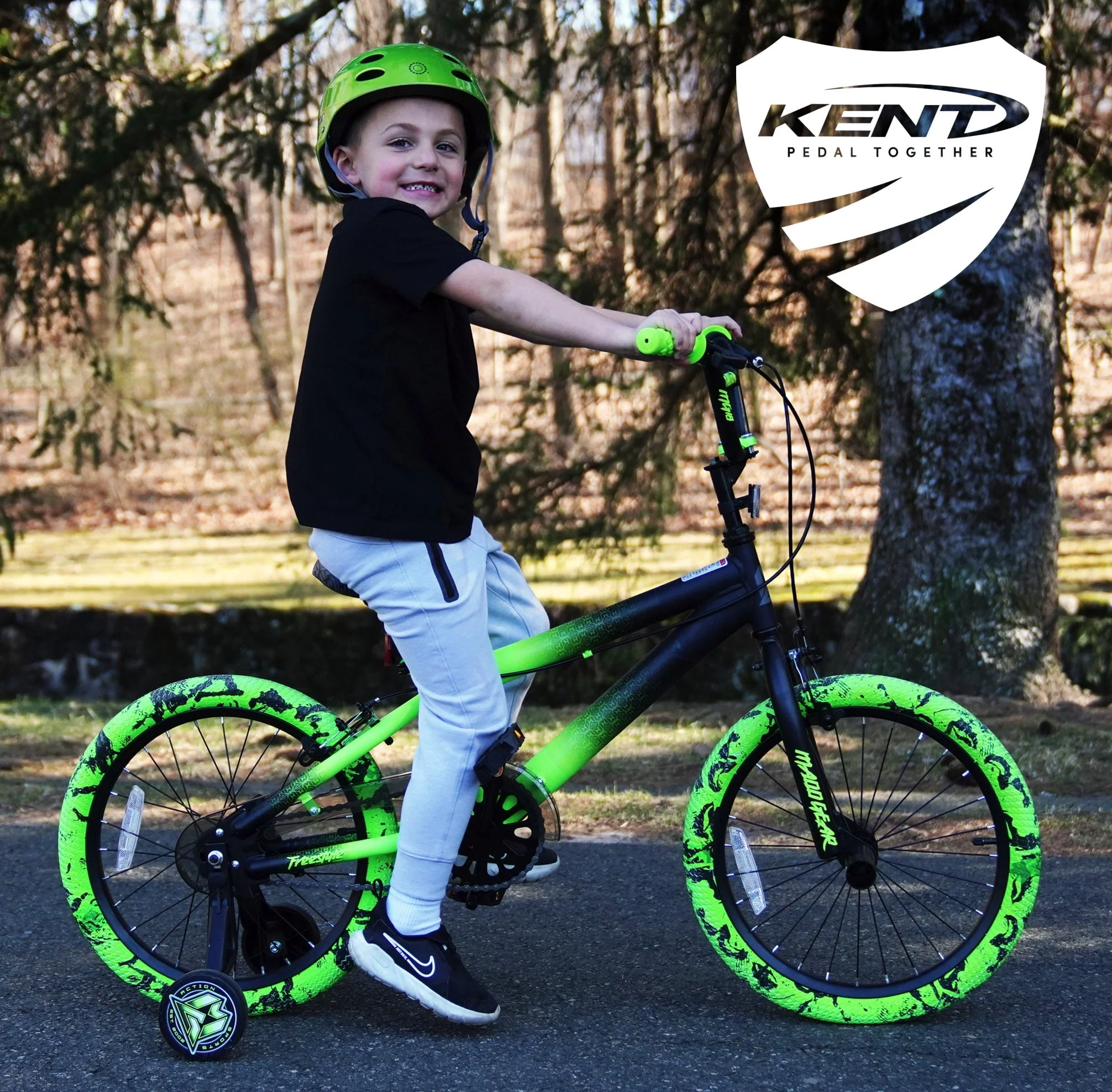 18" MG18 BMX Boy's Child Bike, Black and Green Image 6