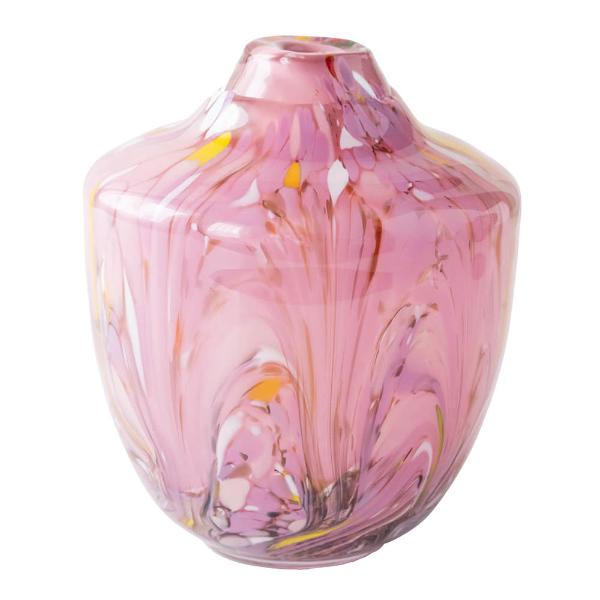 Unik skulptur kunstglass S 17 cm rosa multi